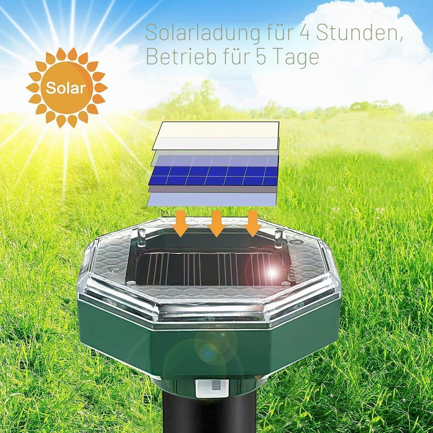 Maulwurf Vertreiber, Wasserfester Maulwurfsvertreiber Solar-Ultraschall Maulwurfschreck zur Vertreibung von Erdhörnchen, Maulwürfen und Wühlmäusen aus Gärten (8)