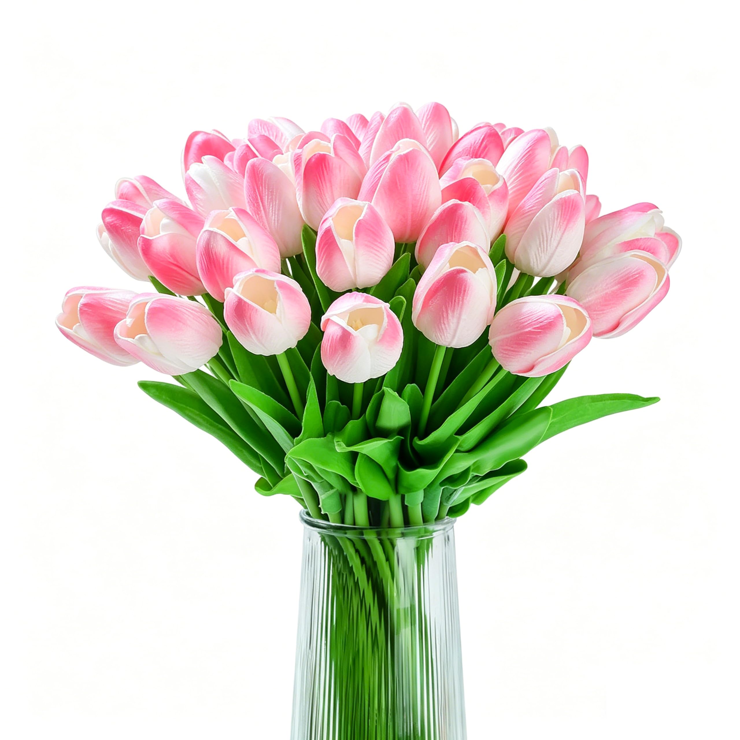 XIANNVXI 20 Pcs Artificial Light Pink Tulips Flowers Silk Tulips Decorative Fake Faux Pink Flowers for Spring Wedding Party Indoor Home Rome Office Decor 14 Inch