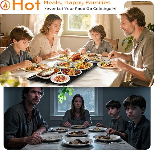 Miniatura 3 de Tapete de calentamiento eléctrico para alimentos de 32 x 12 pulgadas, parte superior de vidrio templado, bandeja calentadora de alimentos para