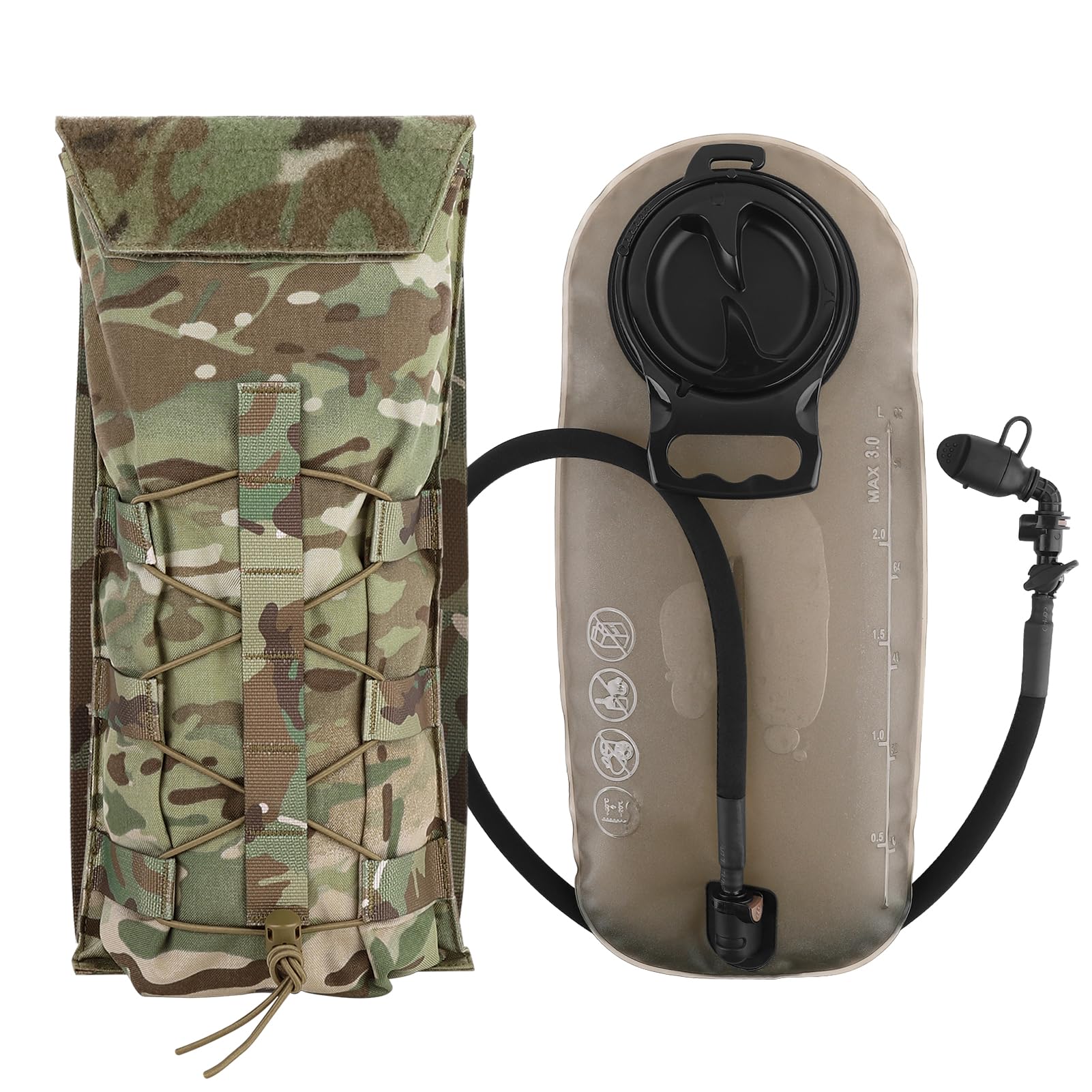 PETAC GEAR Sac d'hydratation tactique Molle de 1,5 l/3 L, pochette de transport pour sac à dos d'hydratation de 1,4 g/2,835 g.
