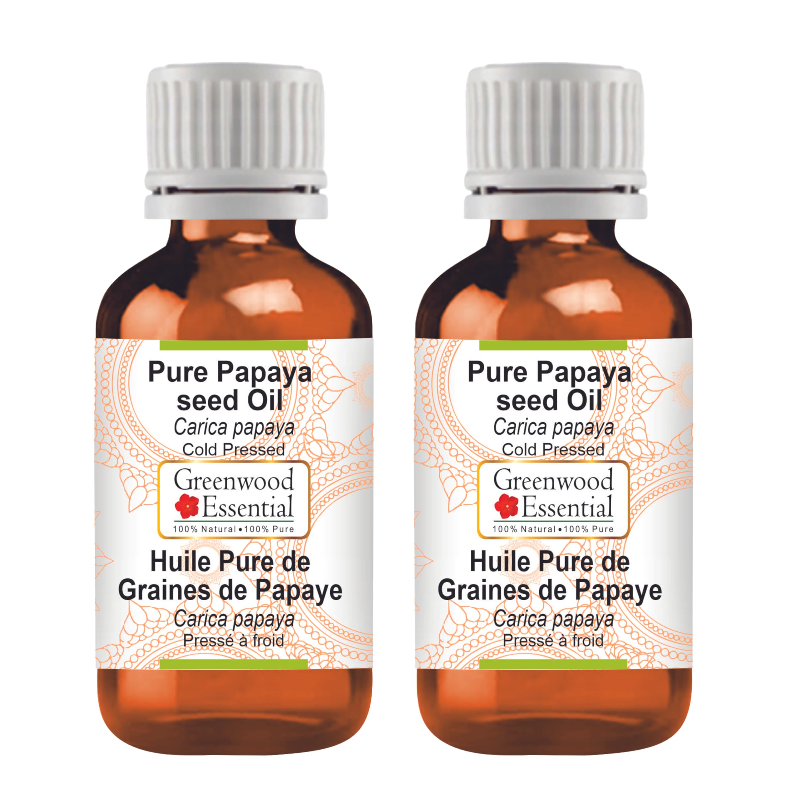 Greenwood Essential Pure Papaya Seed Oil (Carica Papaya) Cold Pressed (Pack of Two) 30ml X 2 (2 oz), 30 ml (Pack of 2)