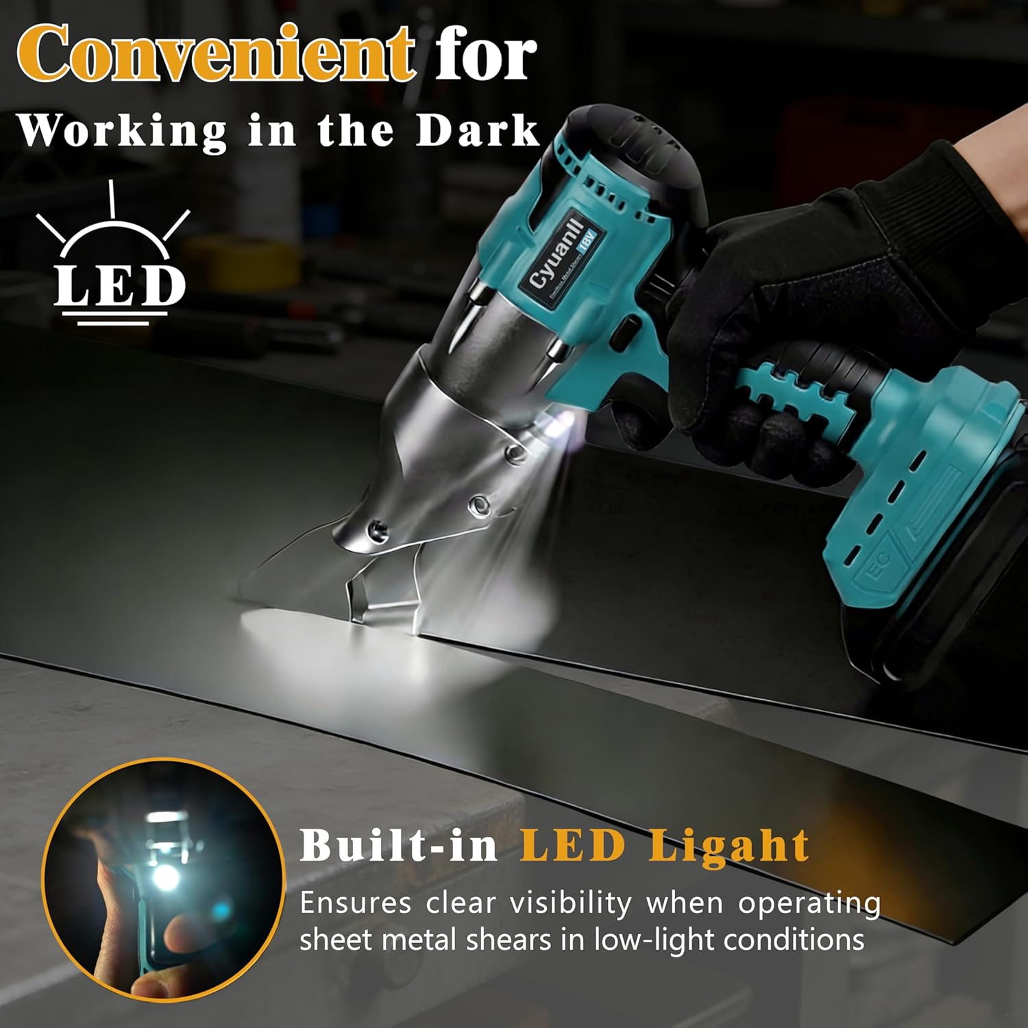 Cordless Sheet Metal Cutter for Makita 18V Battery,14GA Electric Metal Shears, 360° Pivoting Head,400Nm Torque,Brushless Scissors for Stainless Steel,Carpet,Leather,Metal and Iron（Tool Only）