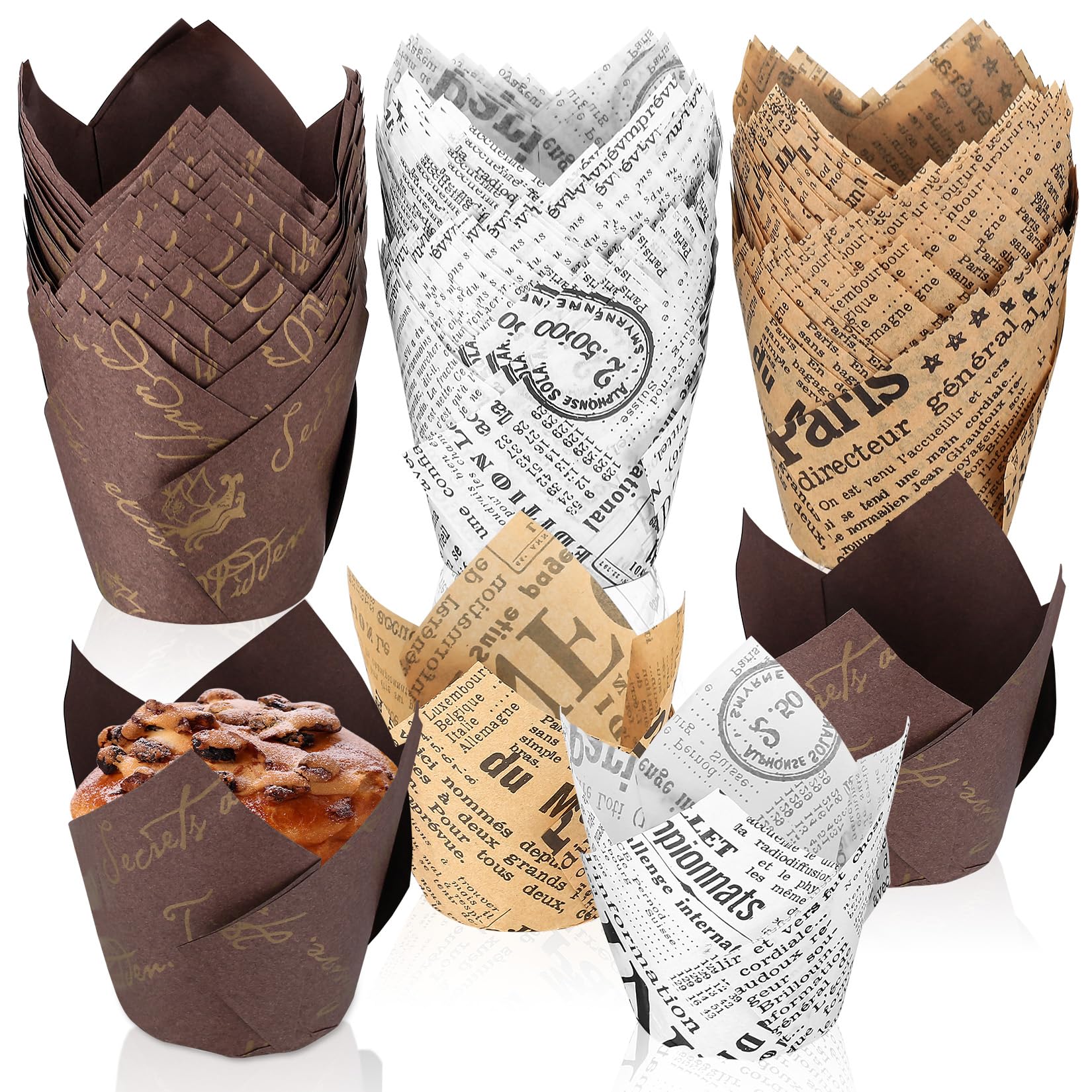 MYHongLe 150 caissettes en papier tulipe pour muffins cupcakes mariage anniversaire fête