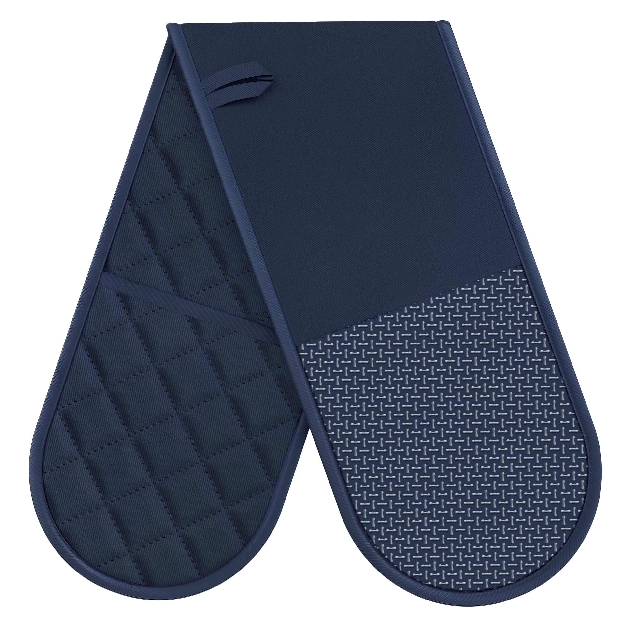Aouplry Women's Navy Oven Gloves Heat Resistant, Oven Mitts Withstand 500℉,Anti-Slip Silicone Oven Glove,Double Black Oven Gloves For Kitchen Cooking,Dessert Making,Bbq (Navy)