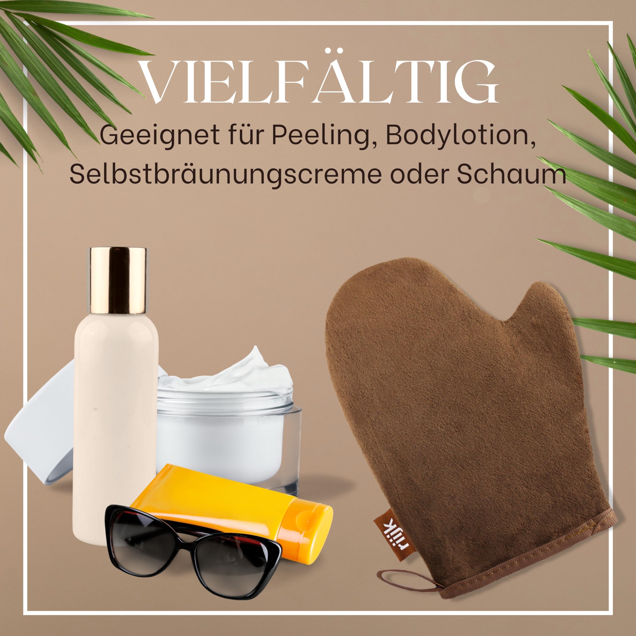 Bräunungshandschuh für Selbstbräuner und Peeling, doppelseitig verwendbar und sehr weich, easy waschbar