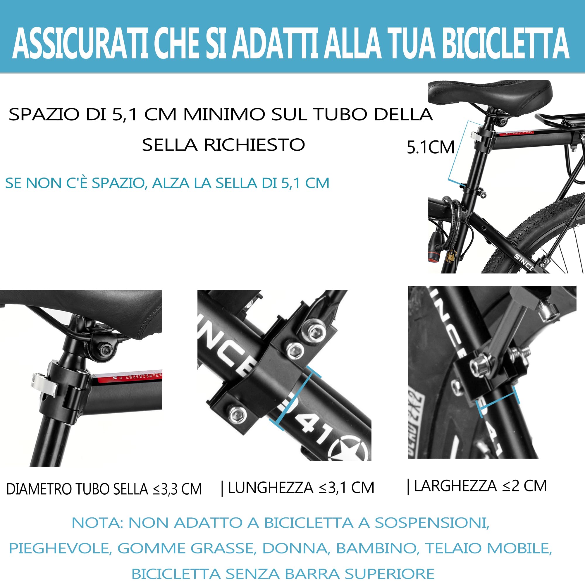 Portapacchi Posteriore Bici Set [24-29 Pollici] - Capacità di Carico 50KG, Portapacchi MTB con Parafango e Riflettore Grande, Portapacchi Bici con Chiusura Rapida per MTB & Bici da Corsa