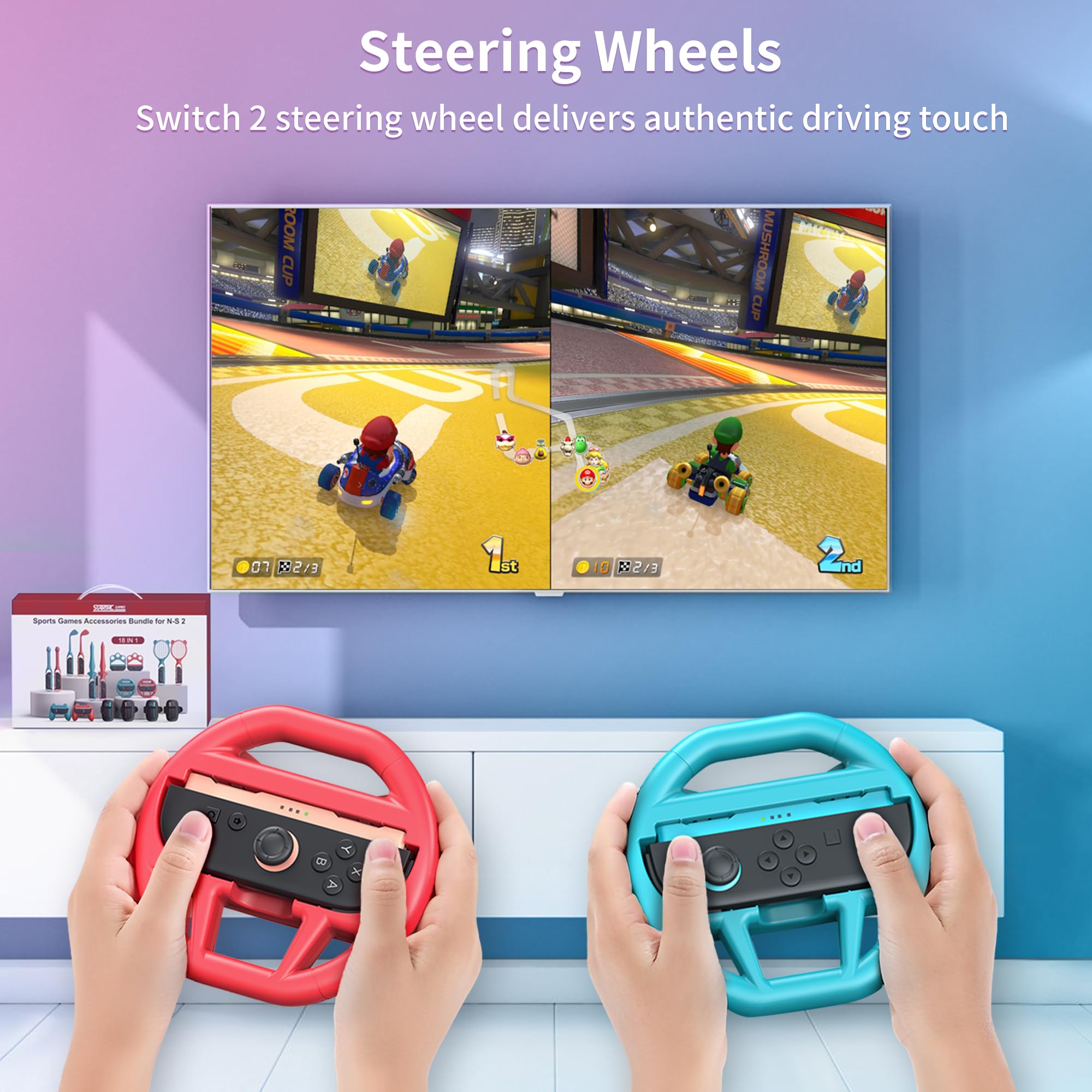STARTRC GAMES Switch 2 Sports Accessories Bundle for Nintendo Switch 2,18 in 1 Family Party Pack Games Accessories Set for Nintendo Switch 2 Sports Games