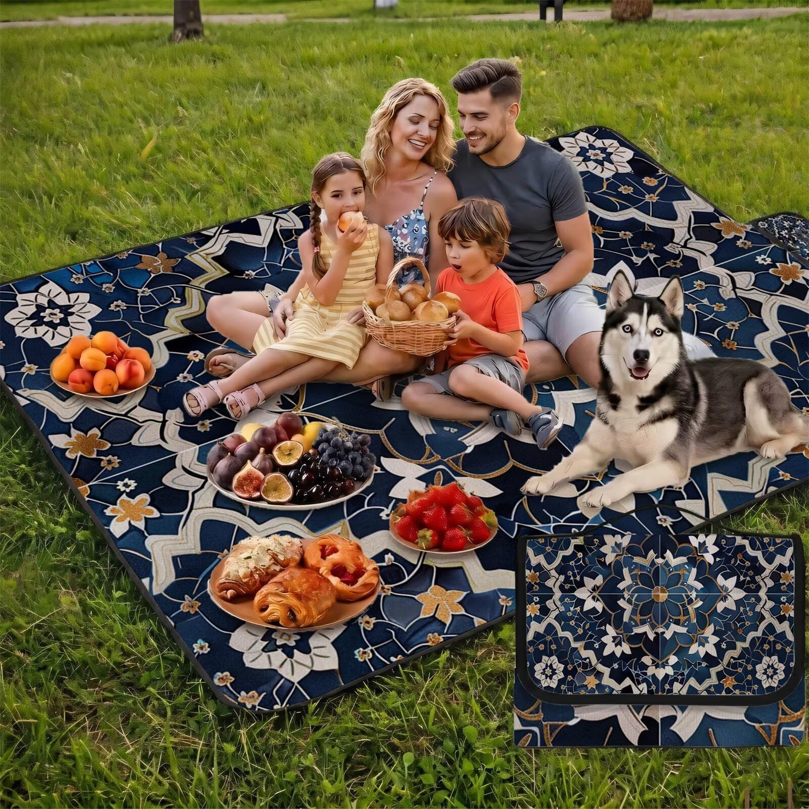 Coperta de Picnic 150x200 cm, Mandala Manta Picnic Impermeable Anti-Sabbia Manta de Playa Pieghevole, Outdoor Picnic Blanket per Spiaggia, Camping, Giardino, Trekking - un modello nazionale (2) FZ-195