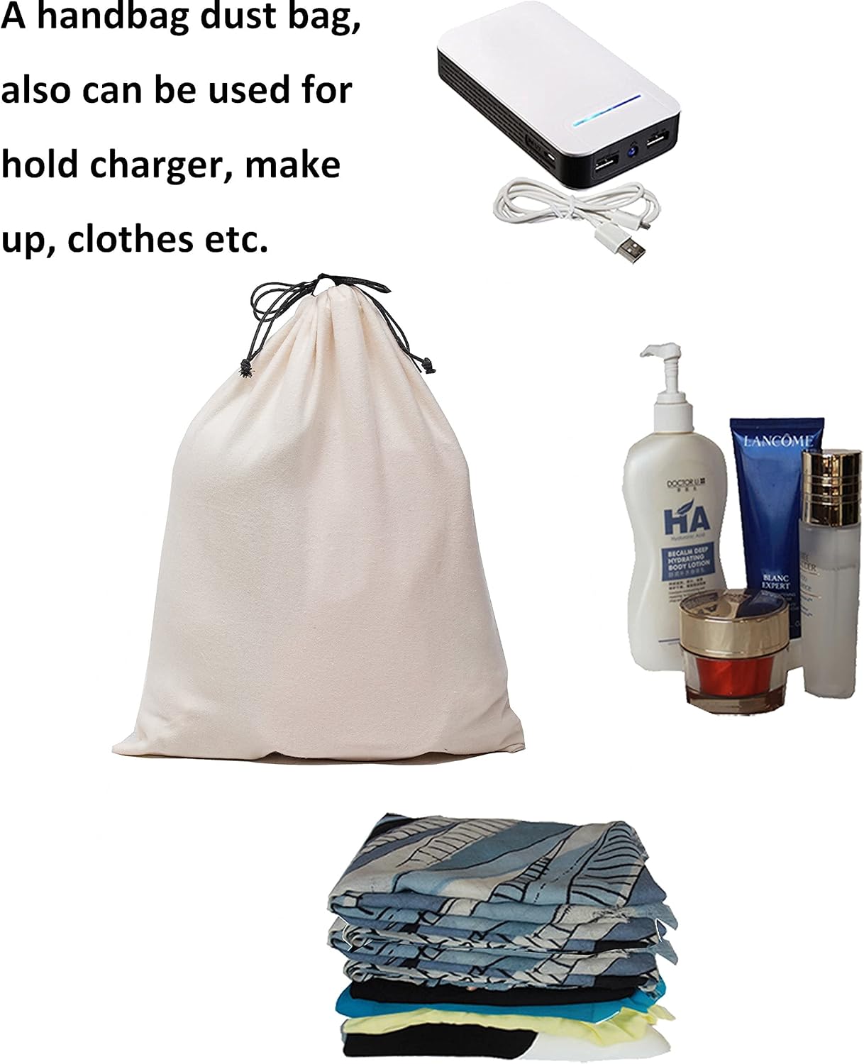 MISSLO Cotton Breathable Dust-proof Drawstring Storage Pouch Bag (Pack 3 M) : Everything Else