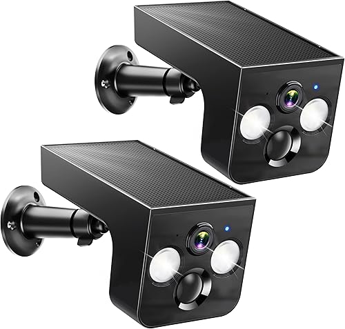 Cámaras de seguridad solares inalámbricas para exteriores 2K alimentadas por batería AI Detección de movimiento conversación de 2 vías, visión