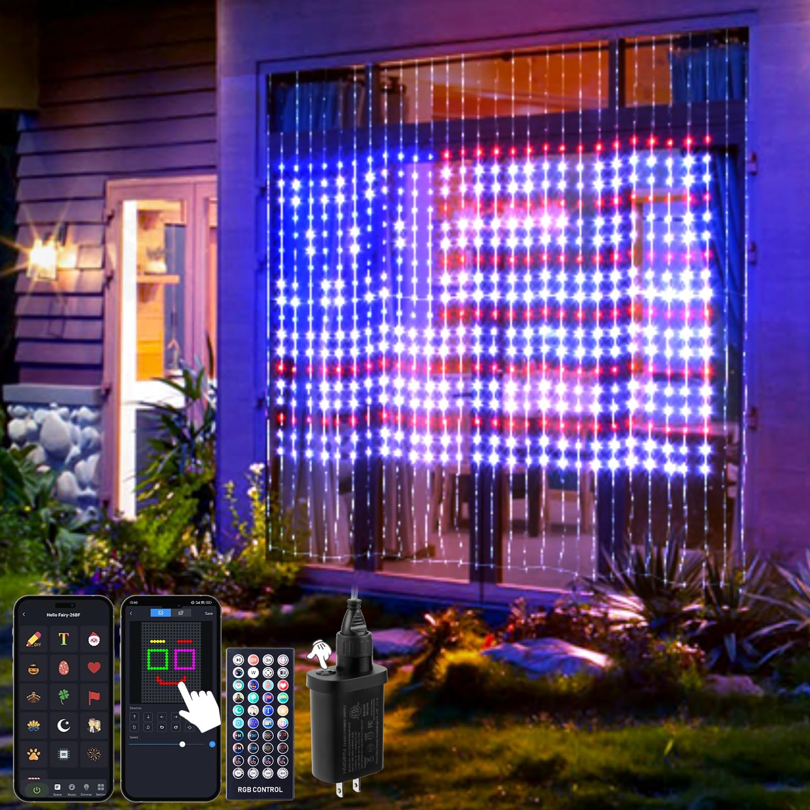 Smart LED Curtain Lights - 16 Million Colors Changing, Smart RGB Curtain String Lights for Backdrop, Dynamic DIY Hanging Fairy Lights for 14th of February Valentine's Day Decor, 4.9 x 6.9FT, 540 LEDs