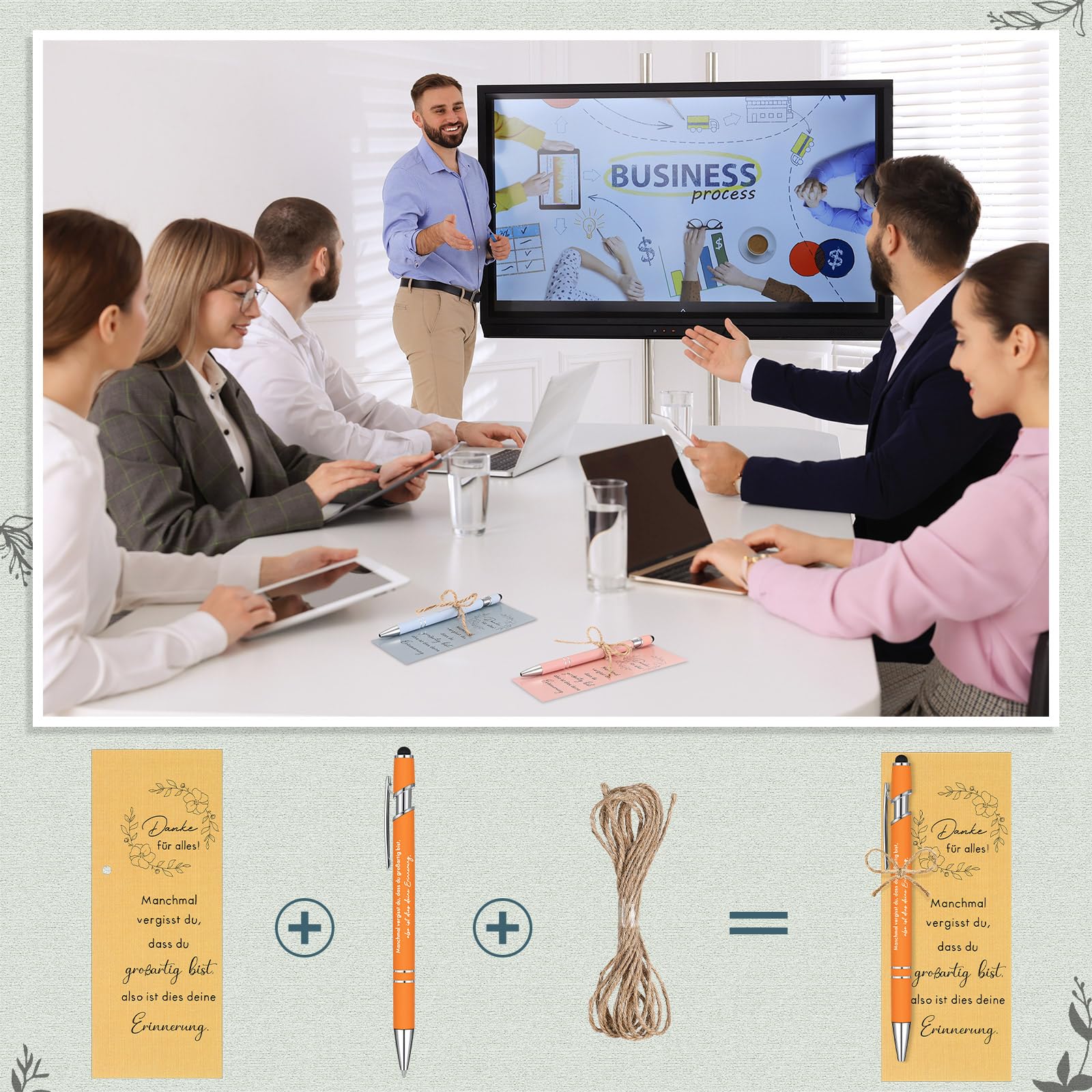 Nezyo 20 Sets Dankeschön Geschenke für Kollegen zur Wertschätzung Der Mitarbeiter Kugelschreiber mit Lesezeichenkarte für Team Kollegen, Pflegekräfte, Lehrer, Freunde und Mitarbeiter(Danke)