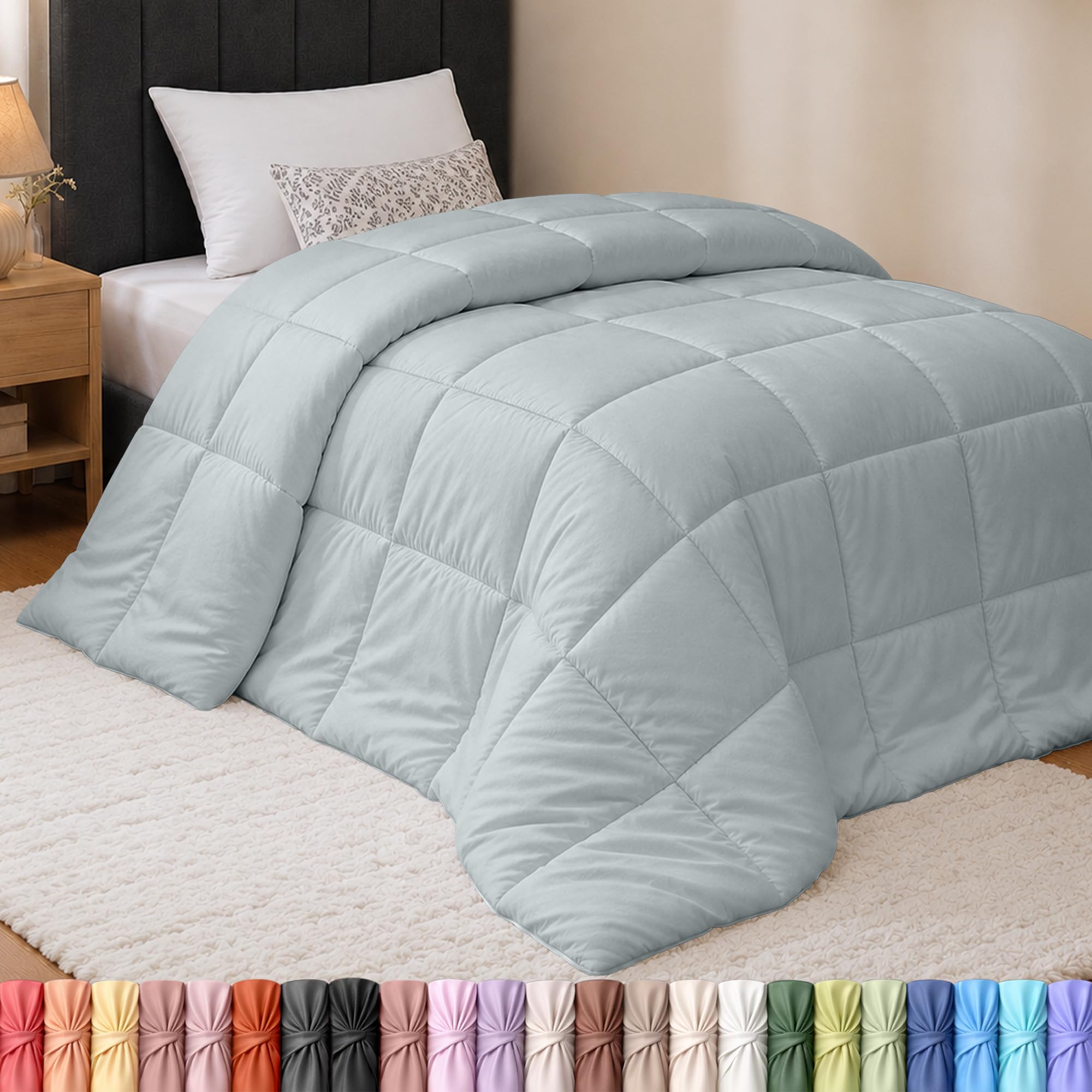 Utopia Bedding Twin Comforter, Duvet Insert, Light Grey, 64 x 88 Inches