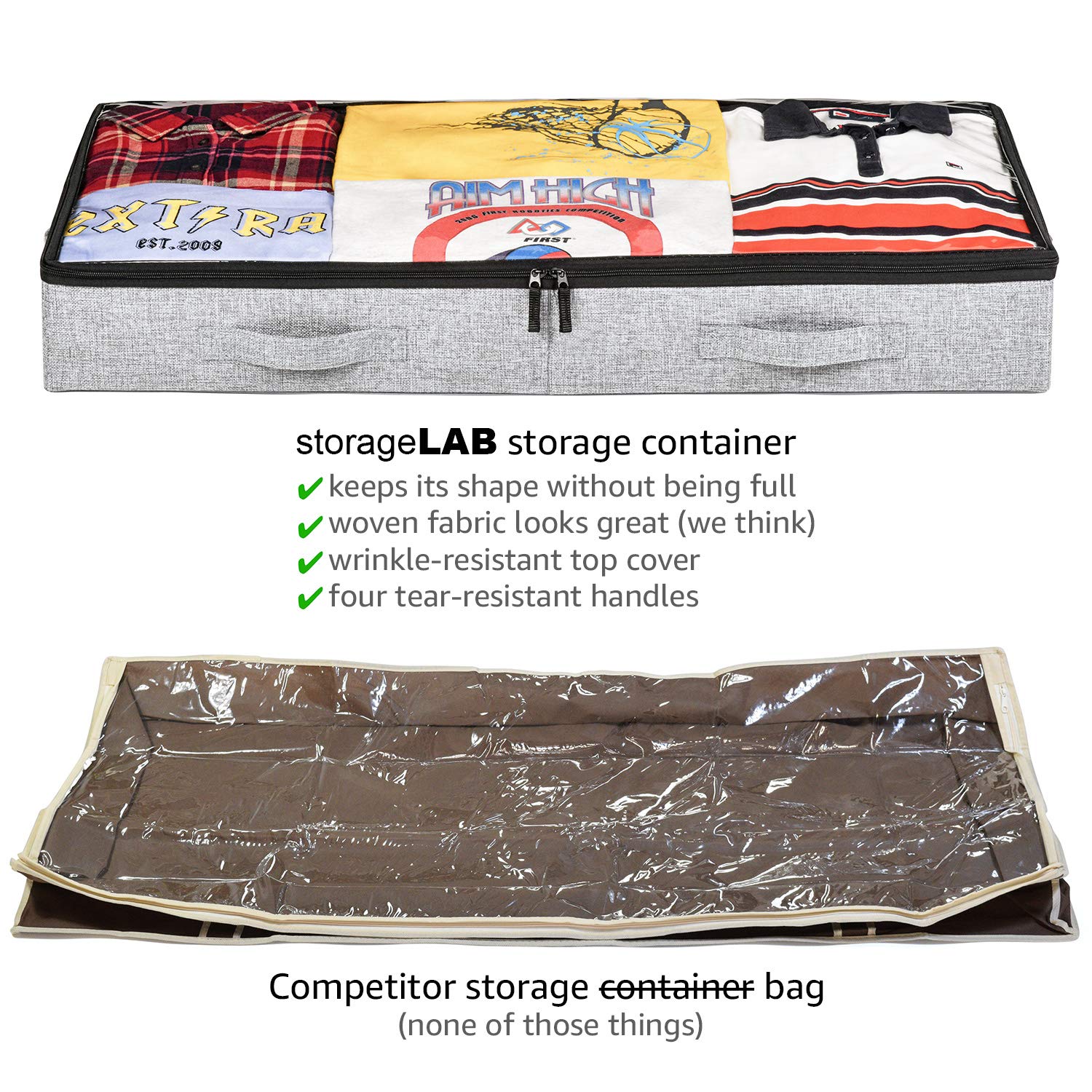 Low Profile Under Bed Storage Containers, 4.5 Inches Tall and Fits Beds