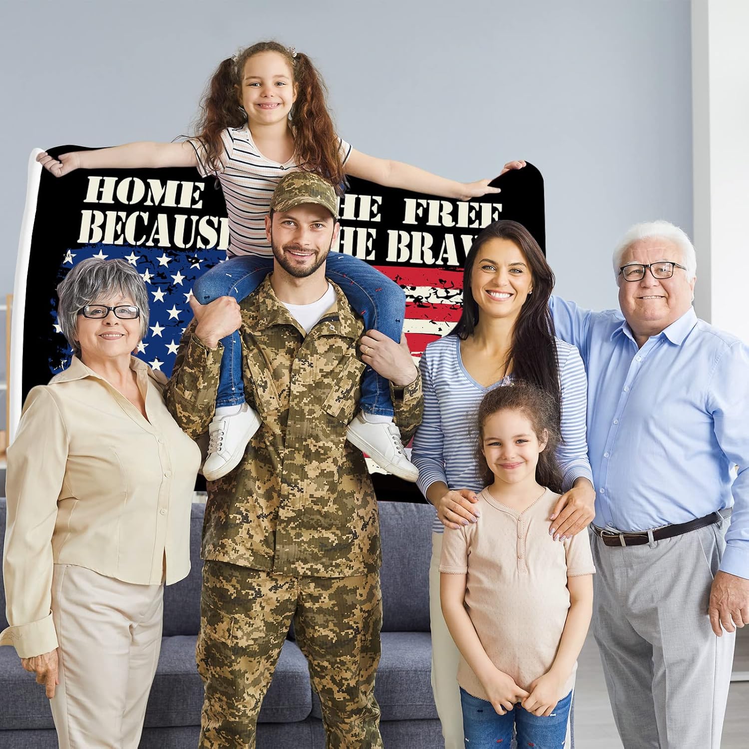 Patriotic American Flag 3 x 5 Ft Outdoor Double Sided Home of the Free Because of the Brave Independence Day Garden Flag for 4th of July Patriotic Soldier Veterans Day Outside Party Supplies Decor