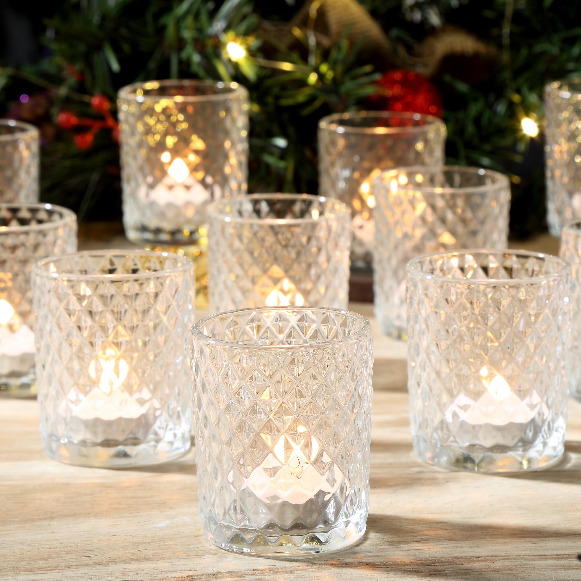 lot de 12 photophores transparents en