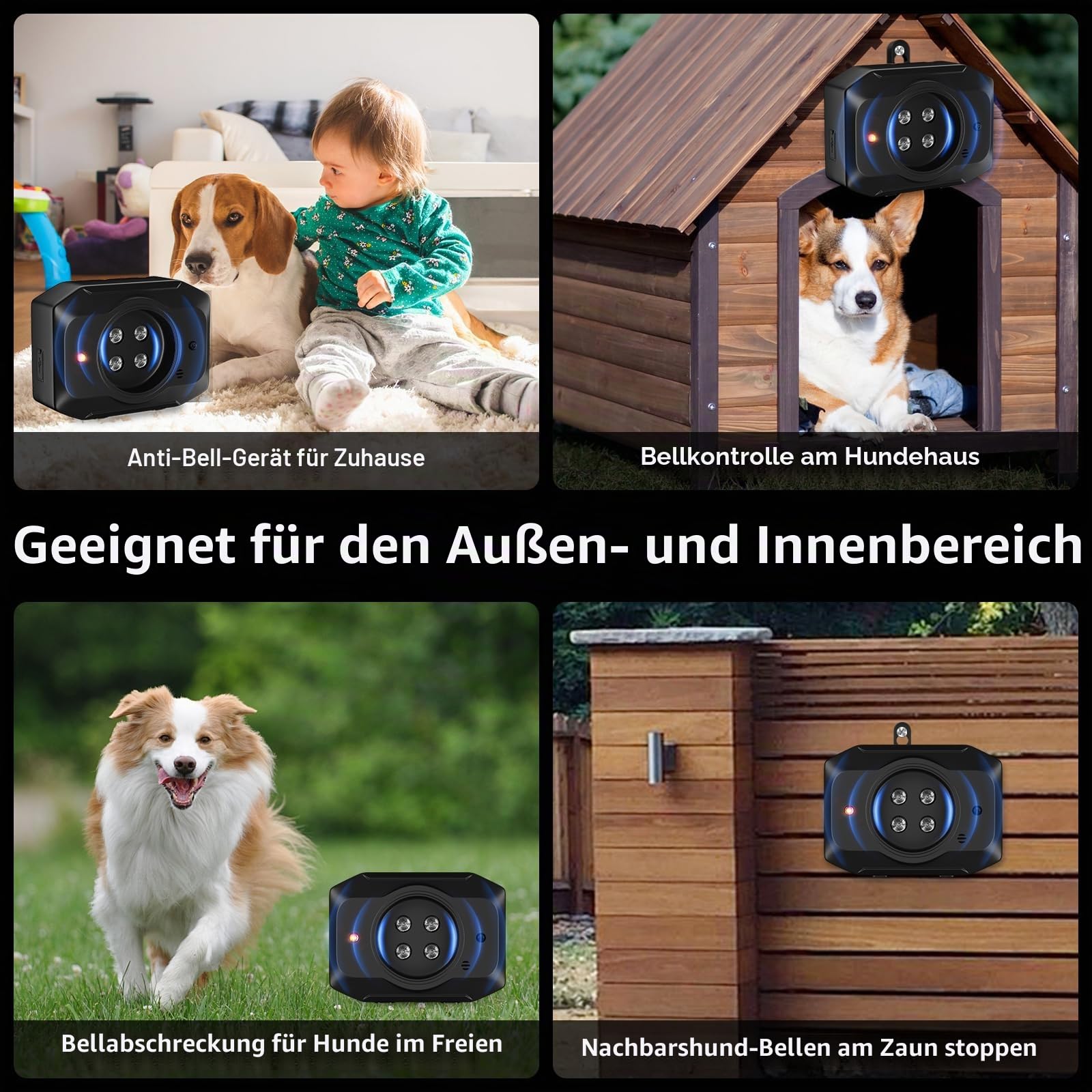 Anti Bell Gerät Hunde,55Ft Antibell für Hunde mit Fernbedienung,3 Modi, Drinnen und draußen IPX4 wasserdichtes Antibell Ultraschall Gerät,Geeignet für kleine, mittelgroße und große Hunde.