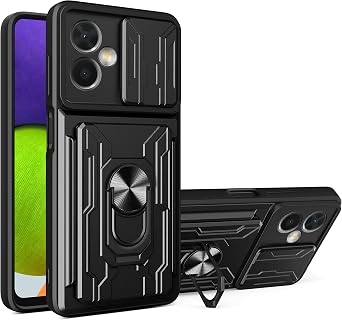 Compatible with Infinix Hot 30 Slot Phone Case,with Slide Camera Lens Cover Compatible with Infinix Hot 30 4G X6831 Case Black
