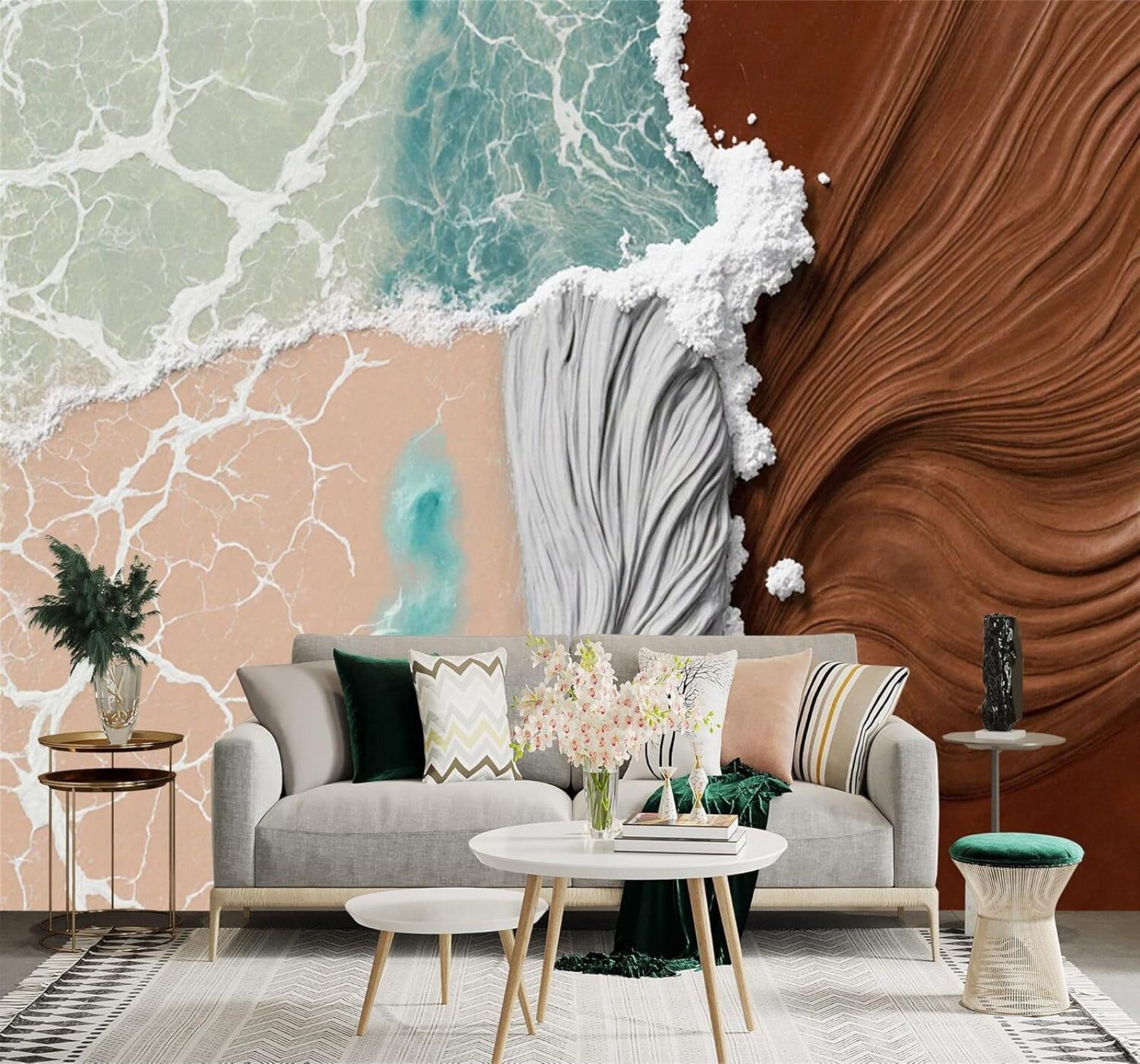 Xlming 200Cm×140Cm(B×H) Abstract Waves Sandy Texture Art Individuality 3D Wallpaper Silky Texture Home Study Office Grey Dining Room Sofa Bedroom Living Room Tv Backdrop-200Cm×140Cm