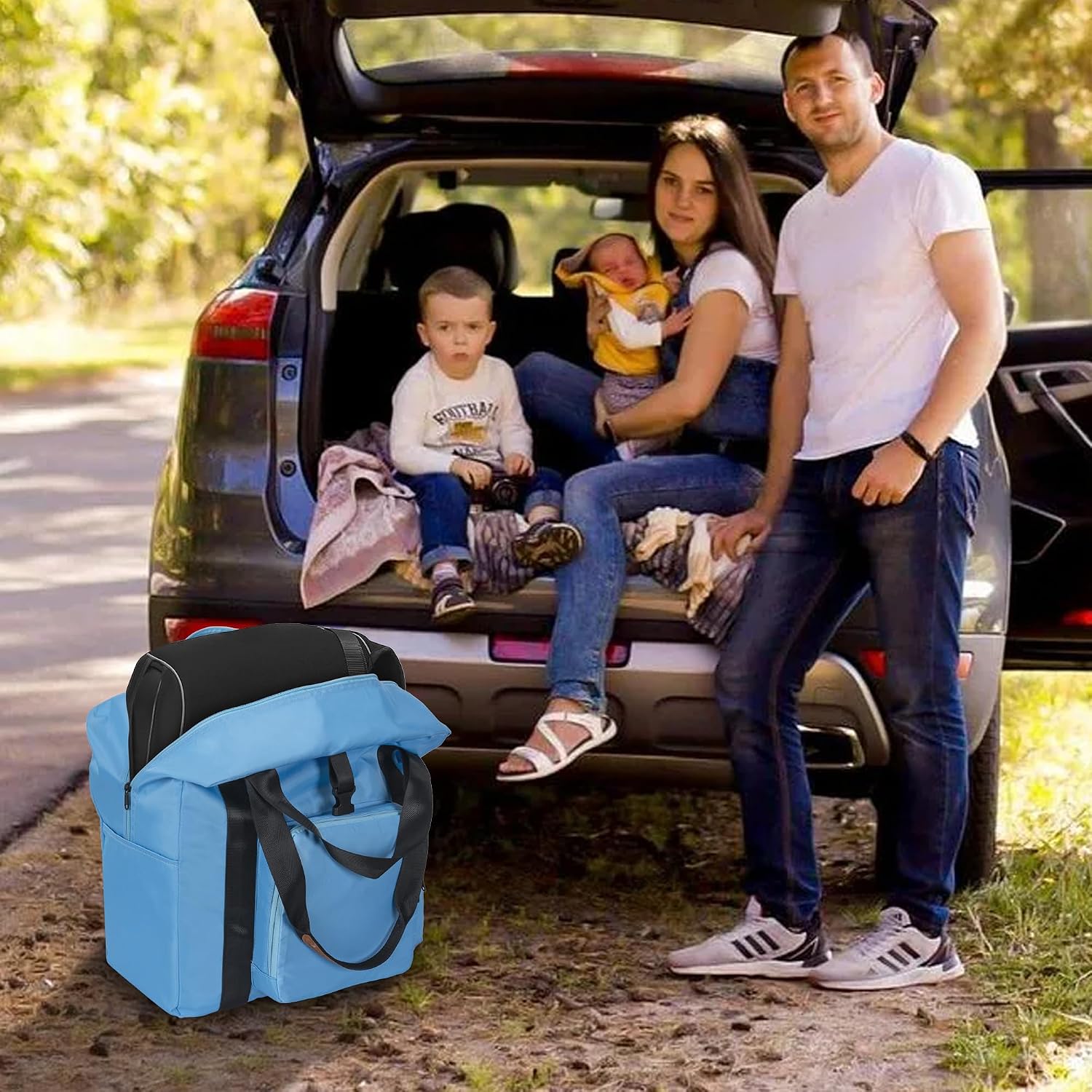 TORIBIO Durable Backless Booster Seat Travel Bag for Airplane Compatible with Cosco Topside Backless Booster Car Seat and Gb Pockit Stroller, Airplane Gate Check Tote Bag, Blue
