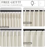 102 Inch Long Curtains for Living Room Bedroom Light Filtering Privacy Pinch Pleated Curtain Back Tab for Track System Linen Drapes Boho NeutralFaux Linen Textured 40W x 102L 2 Panels Ivory White