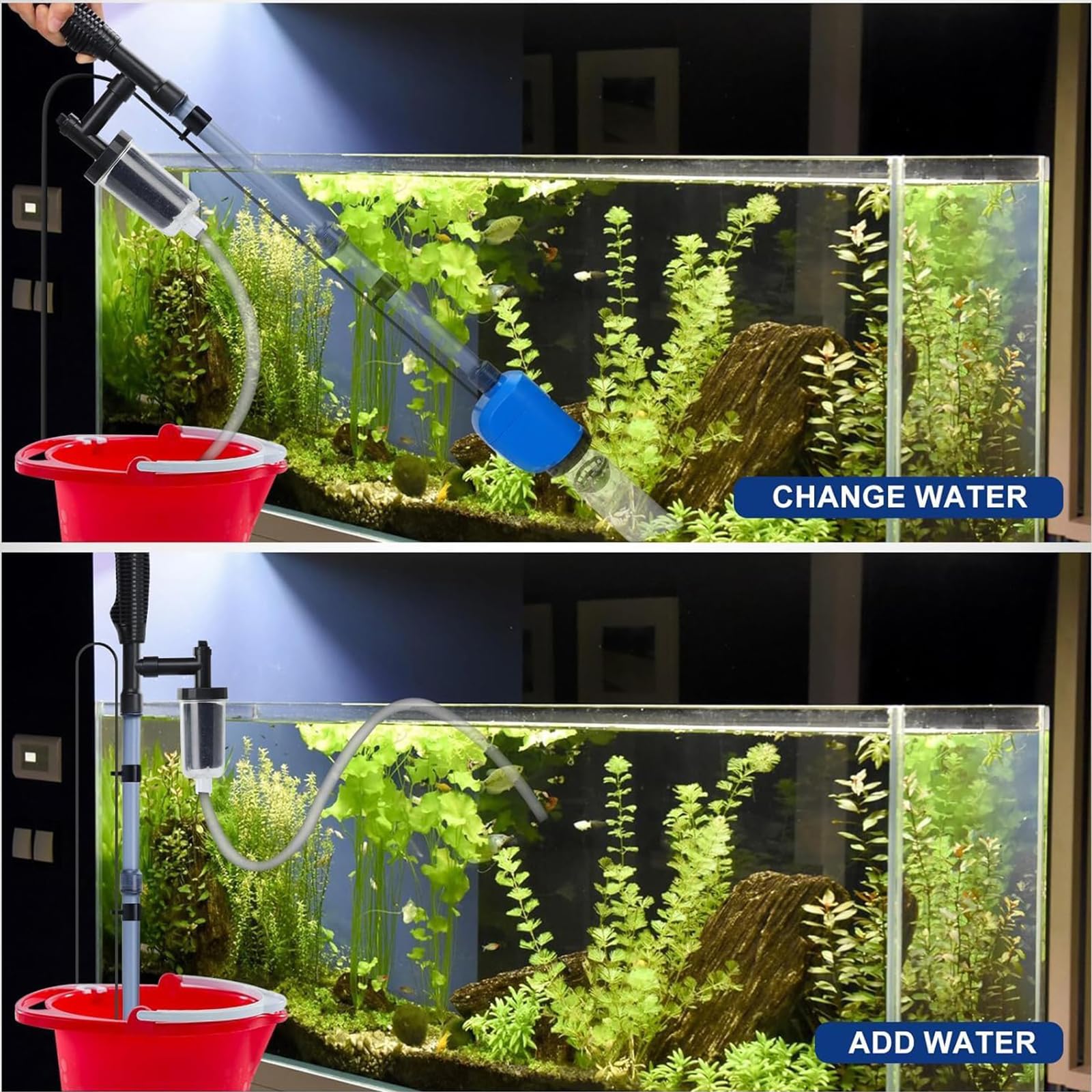 Aspirateur Électrique pour Aquarium Nettoyeur De Sable 6 en 1 Kit De Nettoyage De Gravier D'aquarium 32W avec Débit d'eau Réglable pour Changement d'eau, Nettoyage du Sable