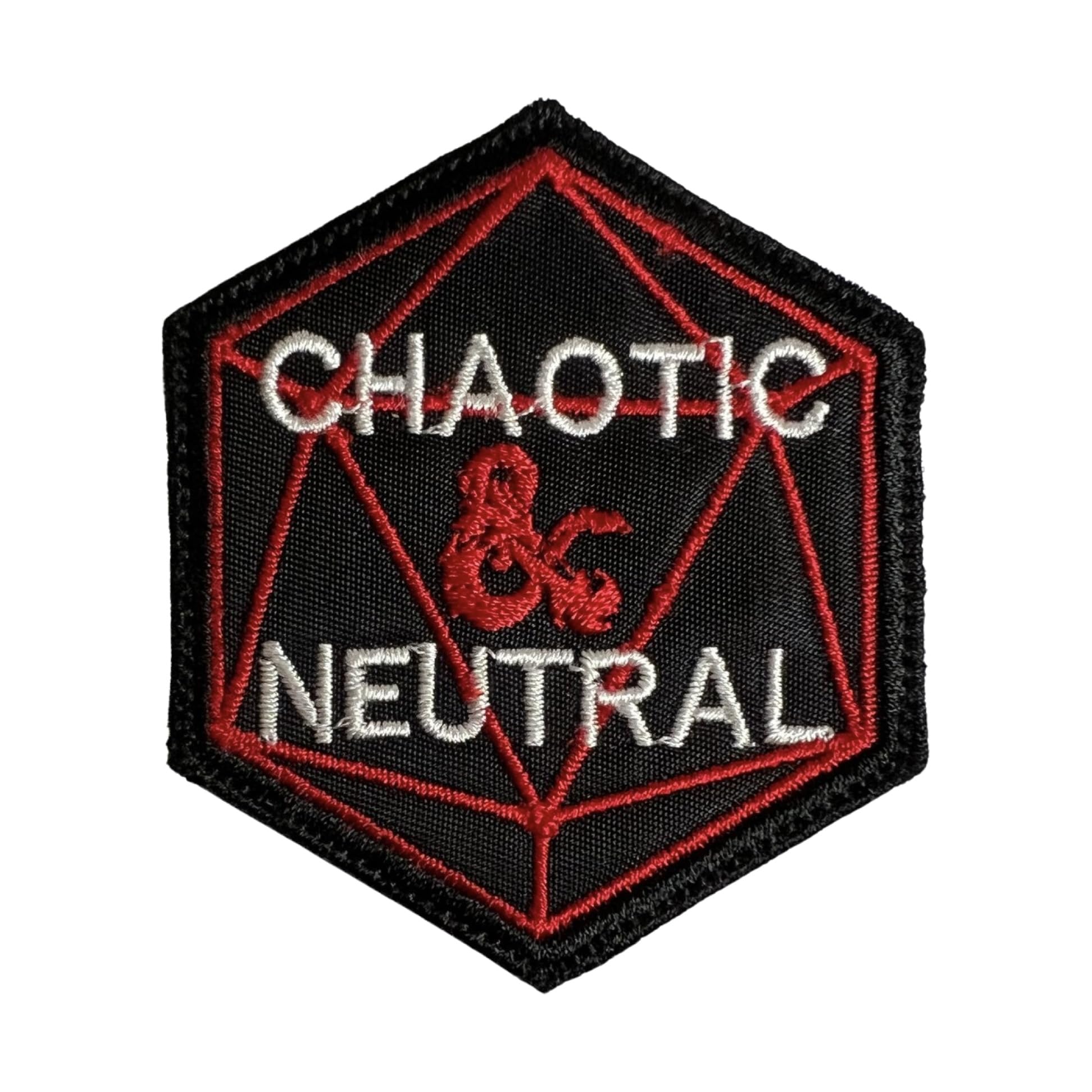 Dungeons & Dragons Chaotic Neutral Patch Black Background - Funny Tactical Military Morale Embroidered Patch Hook Fastener Backing