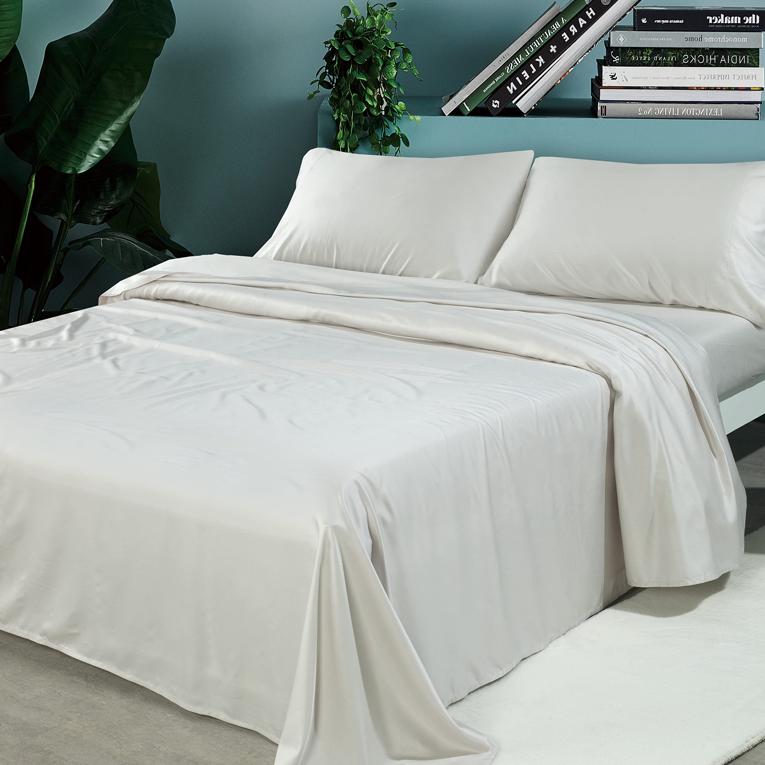 Bamboo Bay 6 Piece Full Size Sheet Set, 100% Viscose Made From Bamboo, Breathable, Ultra Soft Cooling Bed Sheets For Hot Sleepers, Beddings With Deep Pockets Fit 16" Mattress, Light Grey