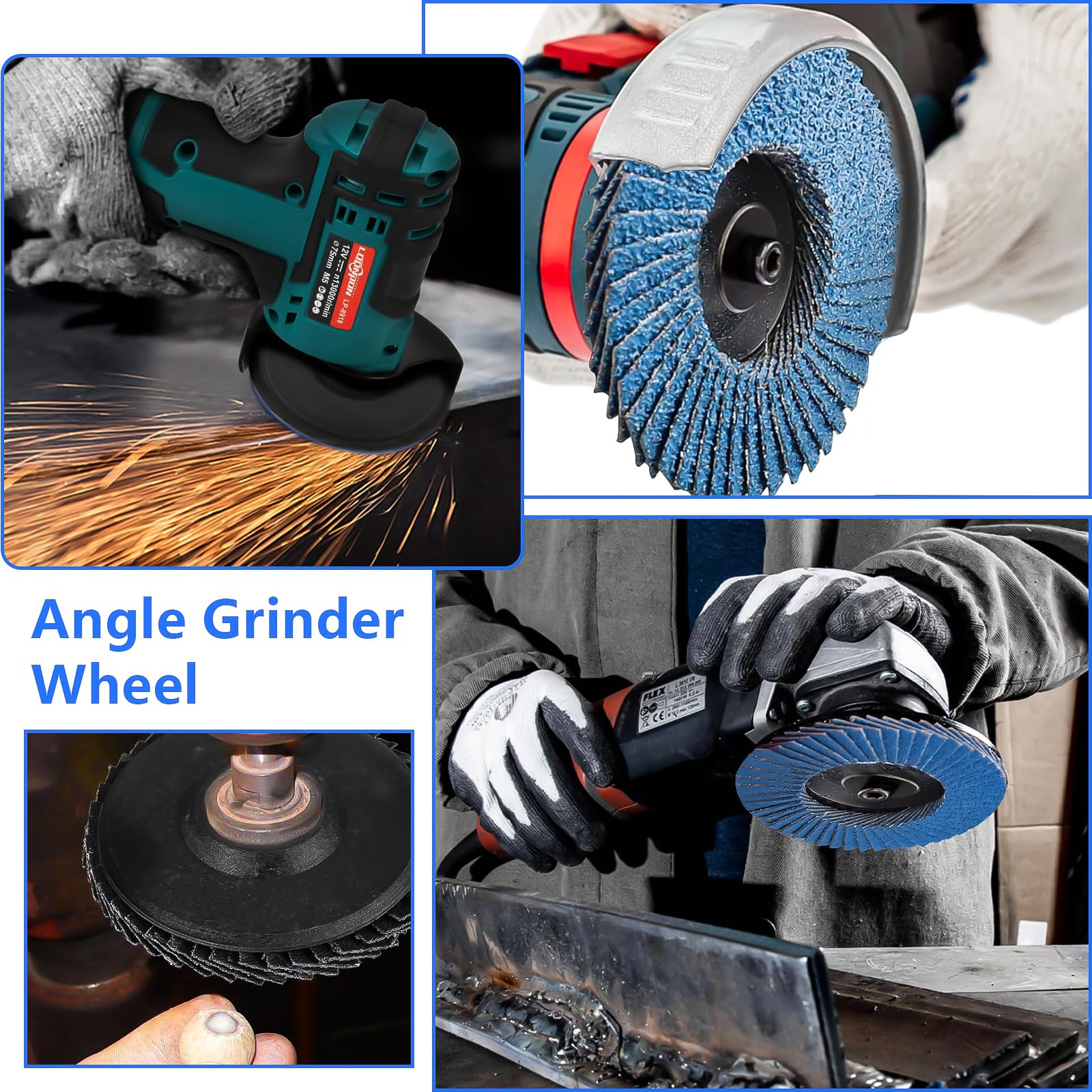 12 Pezzi Disco Abrasivo Lamellare, Dischi Lamellari 76 mm, Grana 40/60/80/120, Dischi Smeriglio Lamellari per Smerigliatrice Angolare a Batteria (Blu)