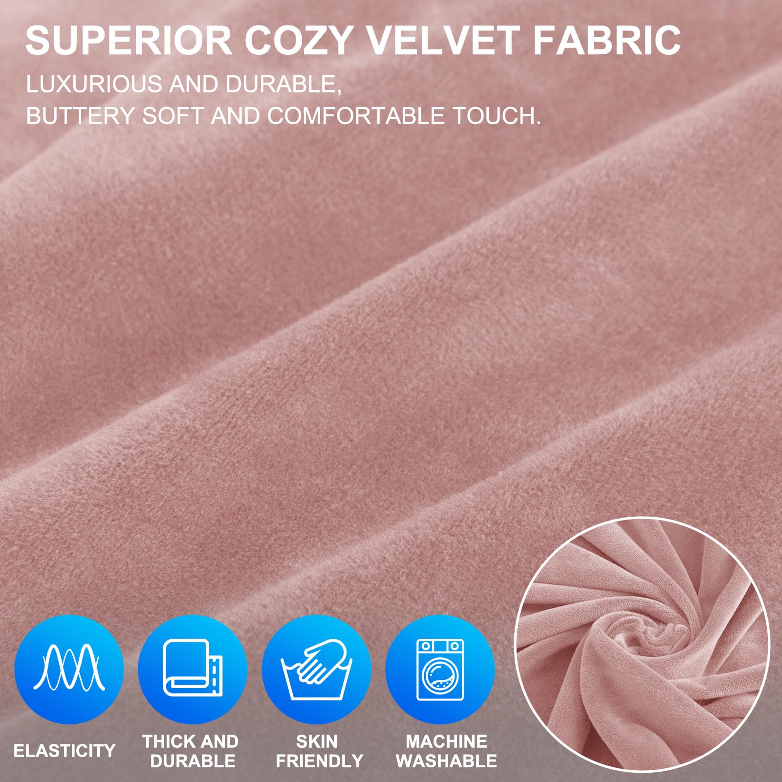 CYCMACO Copridivano Velluto Spesso 3 Posti, Universale Copridivani Elasticizzati, Copri Divani Antiscivolo, Moderno Sofa Cover Antigraffio, Fodera Divano Antimacchia Lavabile, Rosa