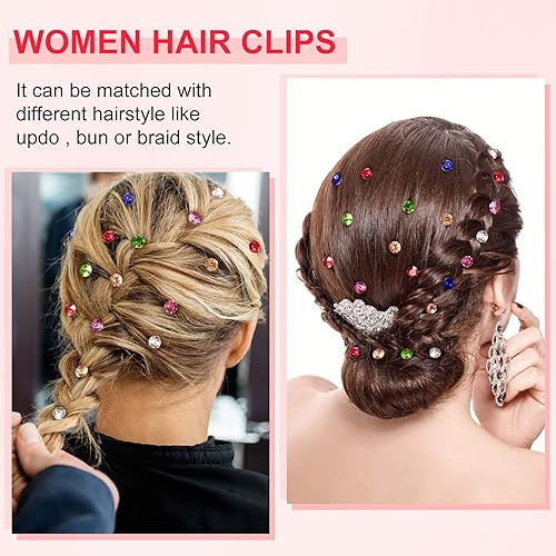 Miniatura 6 de PAGOW - 54 clips de espirales para el cabello, con diamantes de imitación, diseño de moño, espiral, accesorios para el cabello para bodas, novias,