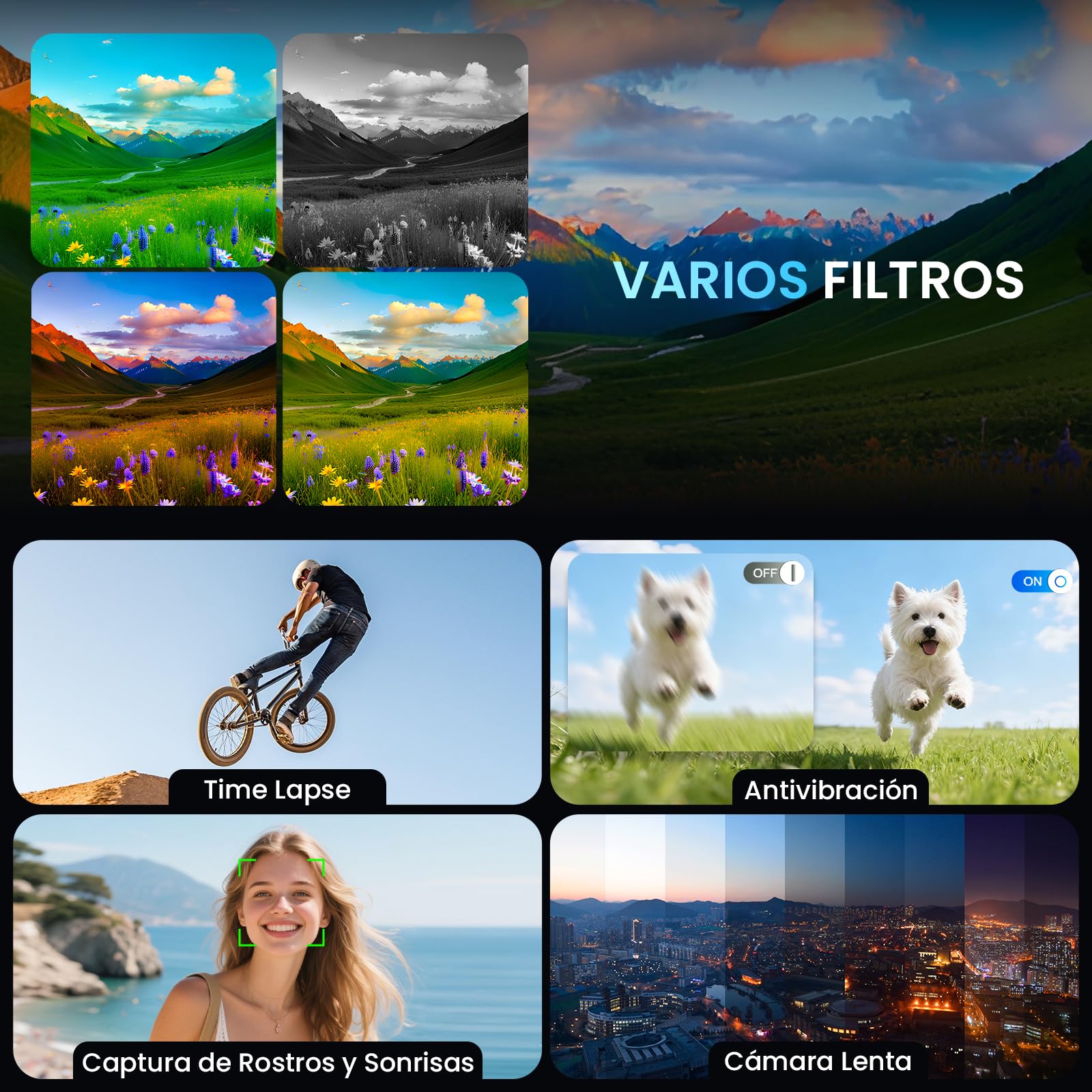 Cámara Digital 4K con WiFi 64MP Cámara de Fotos Digital con Pantalla 3" 180° Abatible, Tarjeta de 32 GB, 2 Baterías, Zoom Digital 16X, Autofoco, Anti-Vibración para Adolescentes, Adulto, Principiante