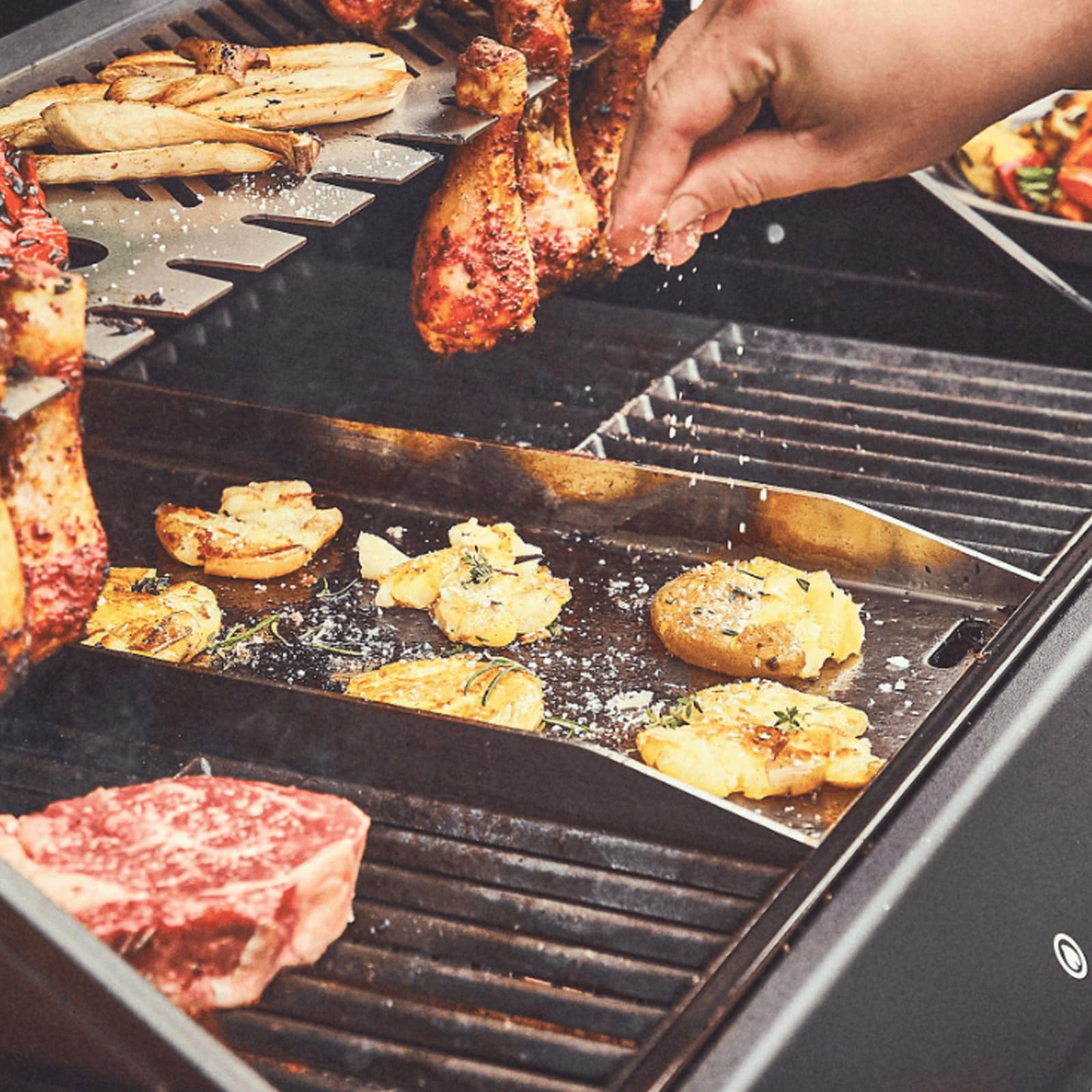 BURNHARD® Plancha Grillplatte Edelstahl für Gasgrill Fred Serie, spülmaschinenfest - 41,5 x 23,5 x 3,5 cm