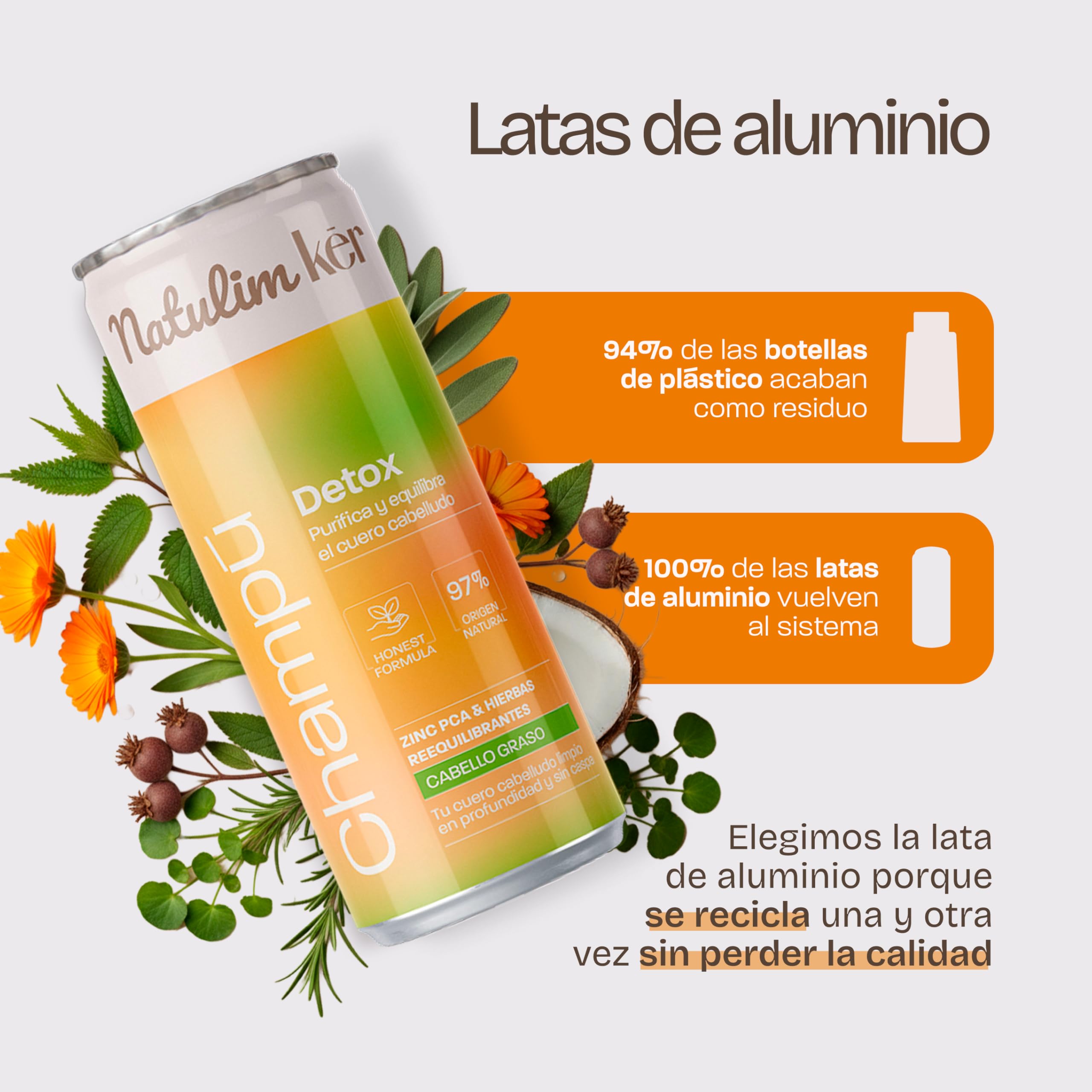 Natulim Kēr Champú Detox para Cabello Graso - Limpieza Profunda y Control de Grasa - Con Zinc PCA y Extractos Vegetales - Cuidado del Cuero Cabelludo - Cabello Fresco, Ligero y Revitalizado - 330 ml. — view 3