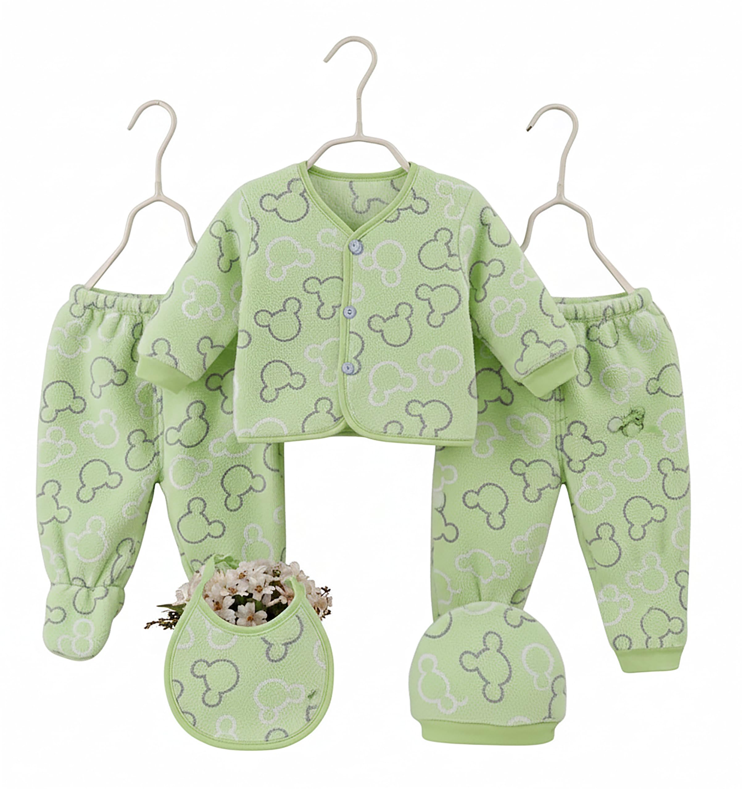fancy walas New Born Baby Winter Wear Keep Warm Keep Warm Cartoon Printed Baby Clothes 5Pcs Sets Cotton Boys Girls Unisex Baby Fleece/Falalen or Flannel Suit Infant Clothes First Gift-picture-23