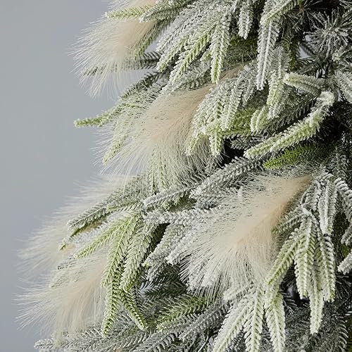 Miniatura 3 de Seasonal LLC Árbol de Navidad de pino y pampas, pre-encordado con luces LED blancas cálidas, conexiones de luz de poste central EZ-Connect