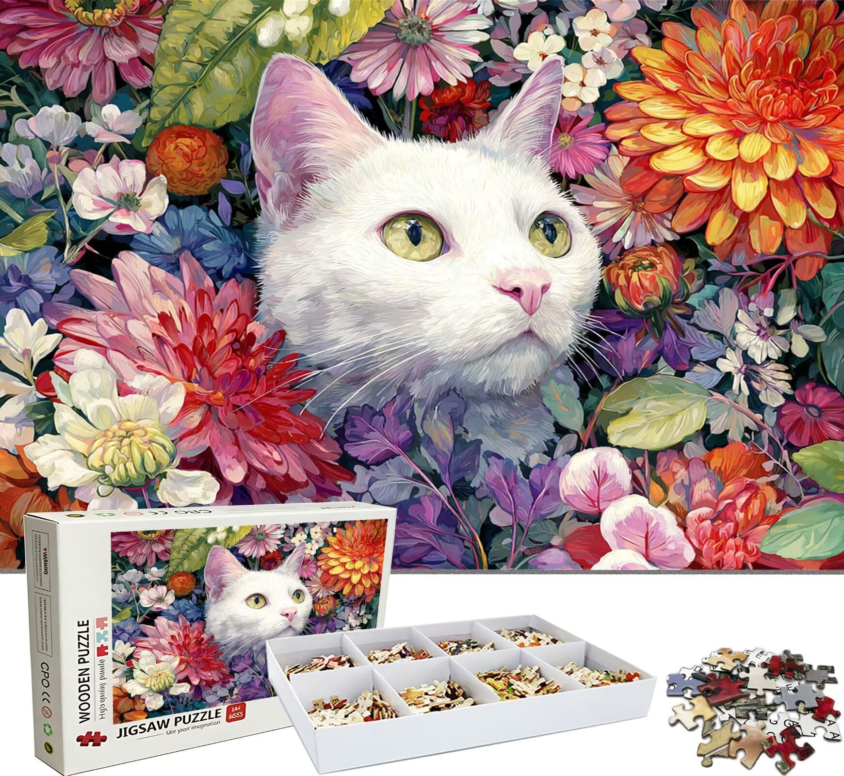 Puzzle 2000 Teile, Holzpuzzle Erwachsene Katze Tier-2 Impossible Klassische Jigsaw Puzzles 99.5 x 70.5 cm, Familien Spiel, Puzzle Stressabbau Denkspiel, Home Dekor w0-559