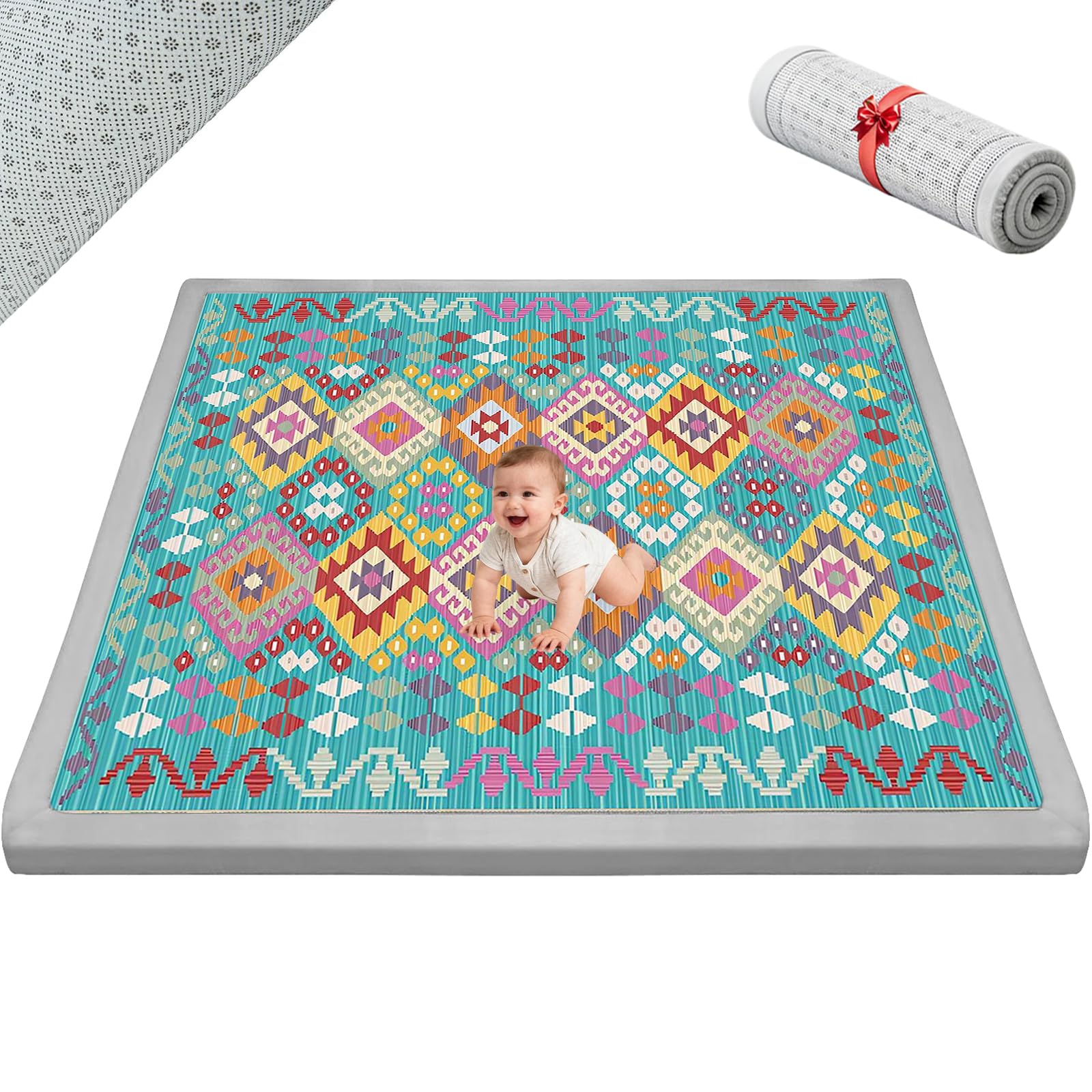 Voxirum Play Mat for Baby, Baby Crawl Mat, 2 CM Kids Playmat, Large Baby Activity Play Mat for Tummy Time, Non-Slip Nursery Floor Mat for Toddlers, Infants, Kids 130 x 250cm