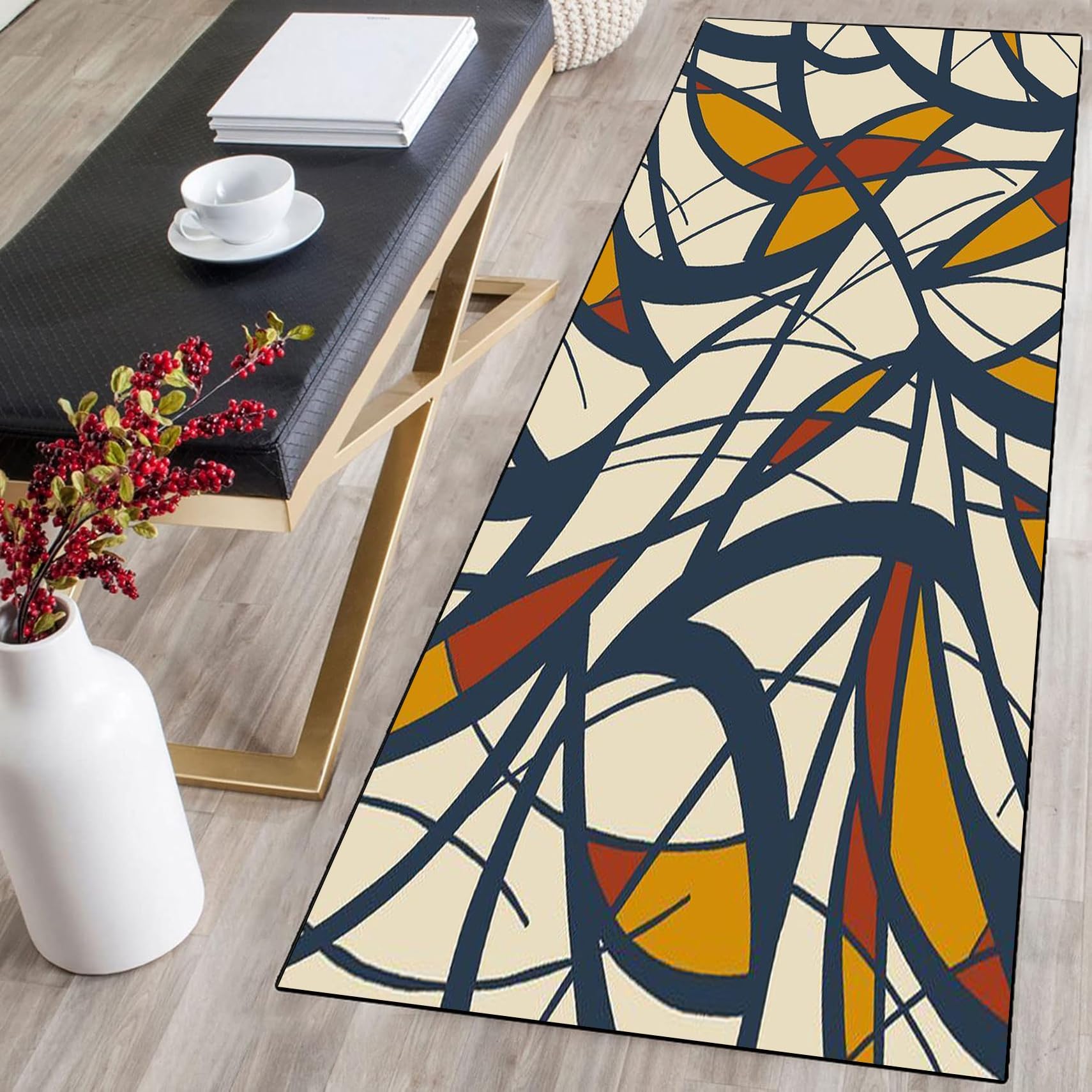Tapis de couloir moderne élégant 115 x 300 cm doux et personnalisable