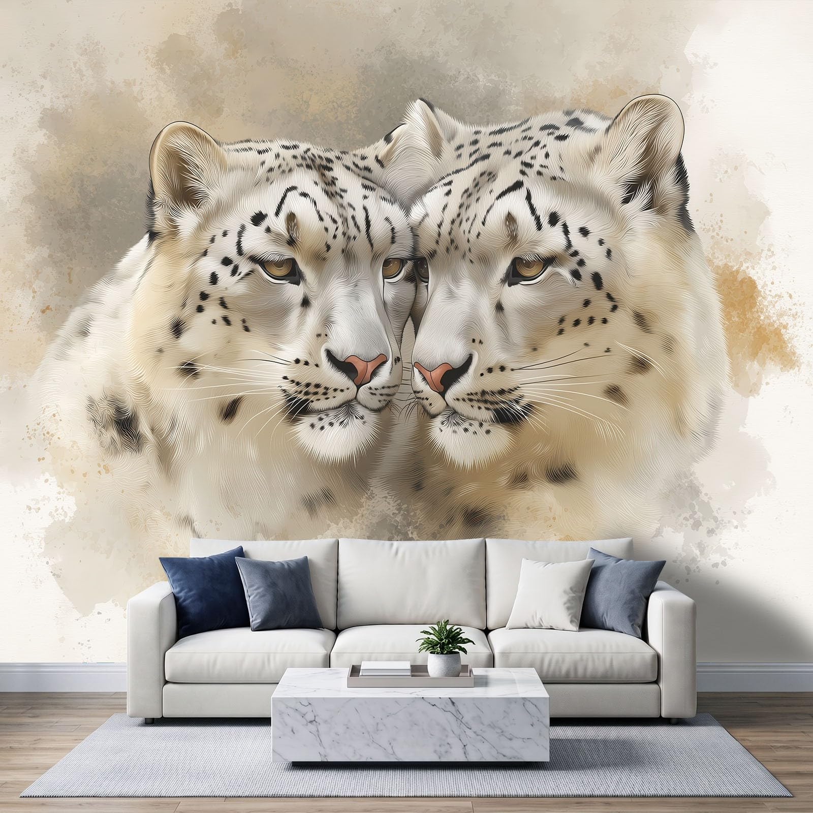 Carta da parati fotografica per camera da letto, soggiorno, 300 x 210 cm, natura, animali selvatici, leopardo della neve, in tessuto non tessuto, resistente ai raggi UV, inodore, poster da parete