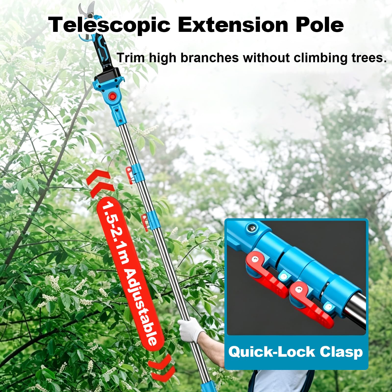 Tijeras de podar eléctricas con Barra telescópica extensión
