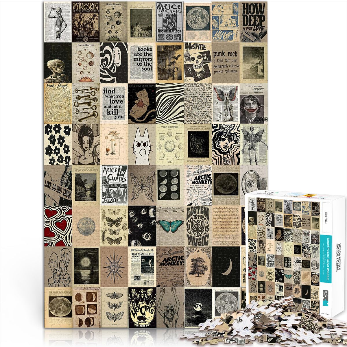 Puzzles for Adults 1000 Piece Retro Art Mosaic Poster Brain intelligence challenge addictive toys 26x38cm unique challenge game for 14+ — image 1
