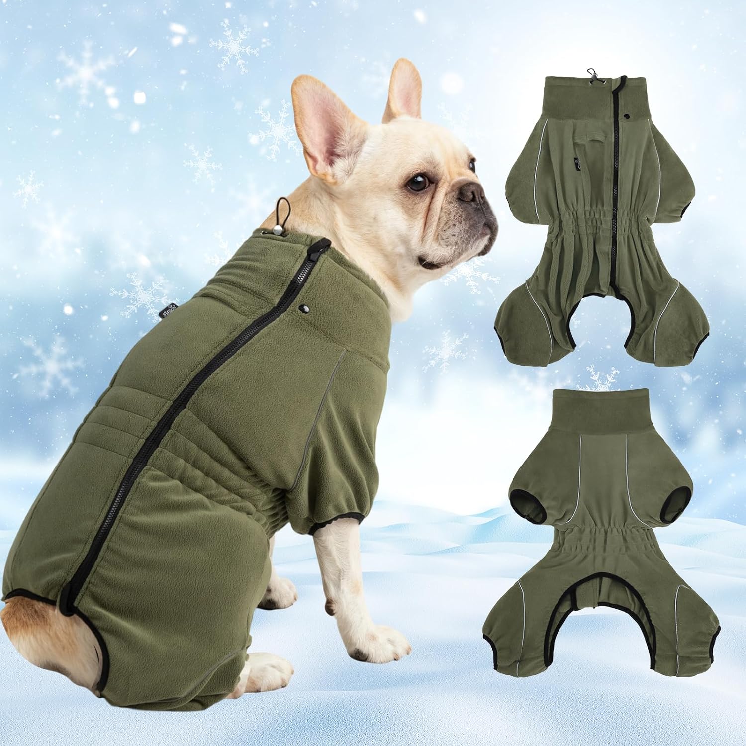 Mihachi Mameluco para Perro con Cremallera Armada Verde Talla M