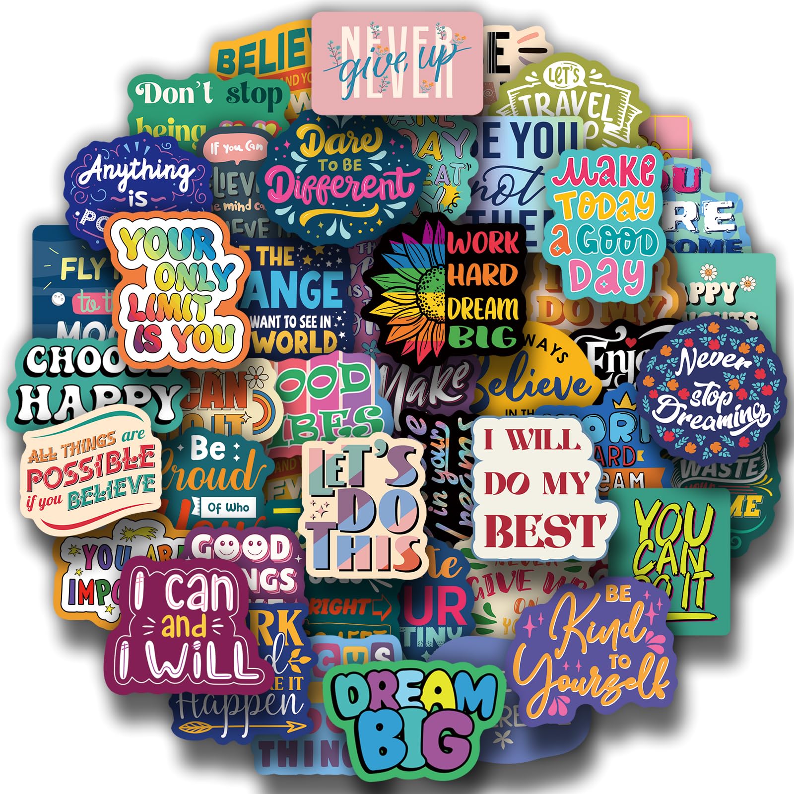200PCS Motivational Stickers Inspirational Positive Affirmation Stickers for Teens Adults Students Vinyl Decals for Water Bottles Laptop Vision