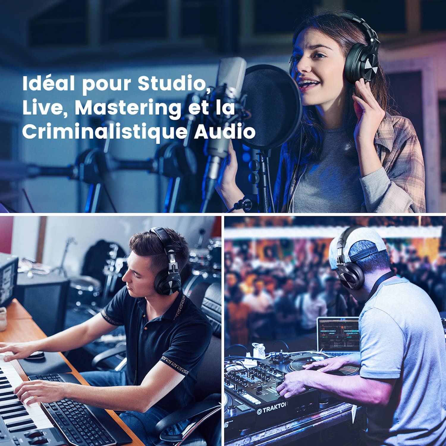 OneOdio Casque Audio Filaire, Fusion A71 Casque Audio Studio, Casque DJ, Casque de Monitoring Compatible Smartphone PC Synthétiseur Guitare Piano Tablette (Noir)