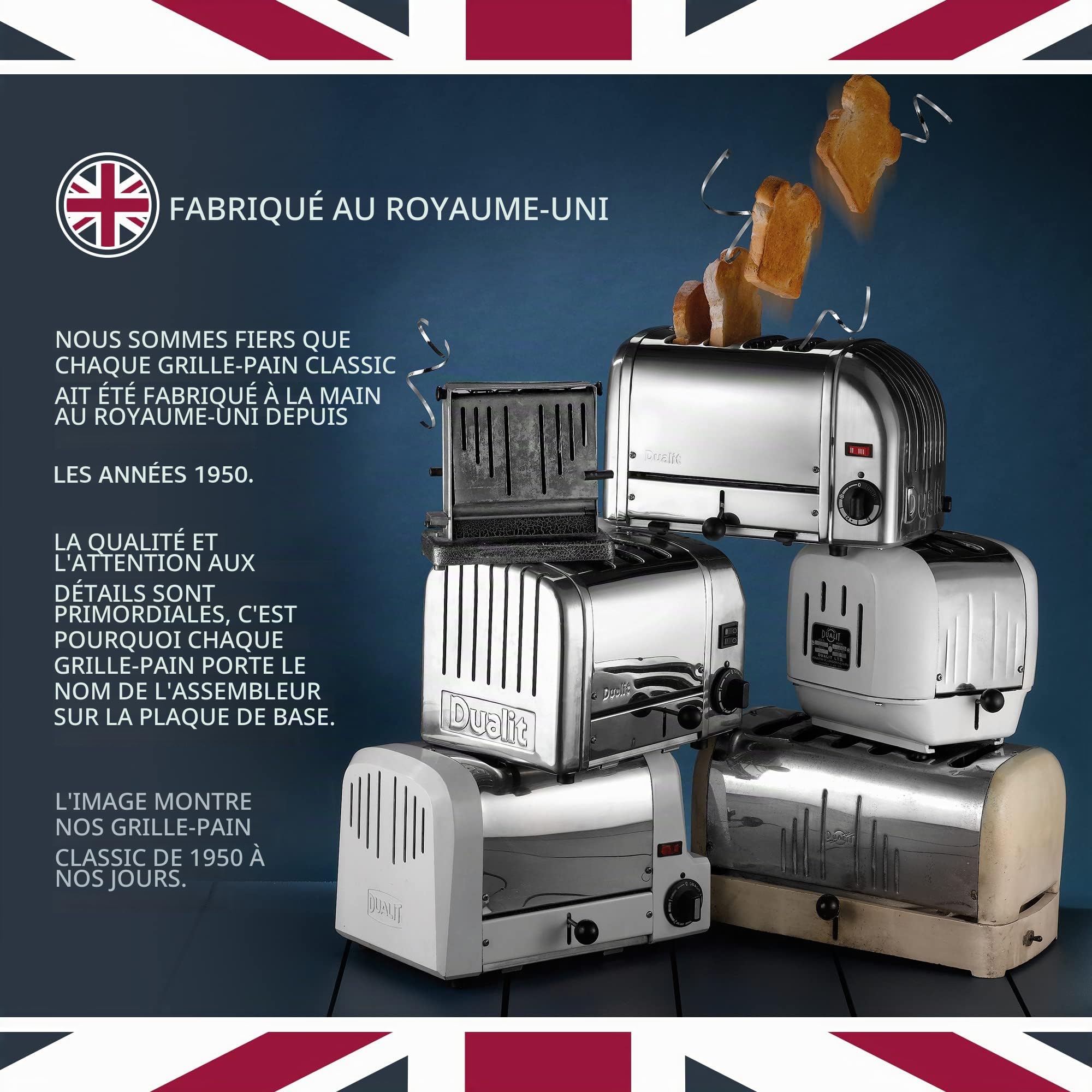 Dualit - Grille-pain Dualit Vario 6 tranches 3 kW 60144, inox - Faites griller 2, 4 ou 6 tranches avec sélecteur de fentes ; 220(H) x 460(l) x 210(P) mm, tiroir à miettes, patins en caoutchouc, E972