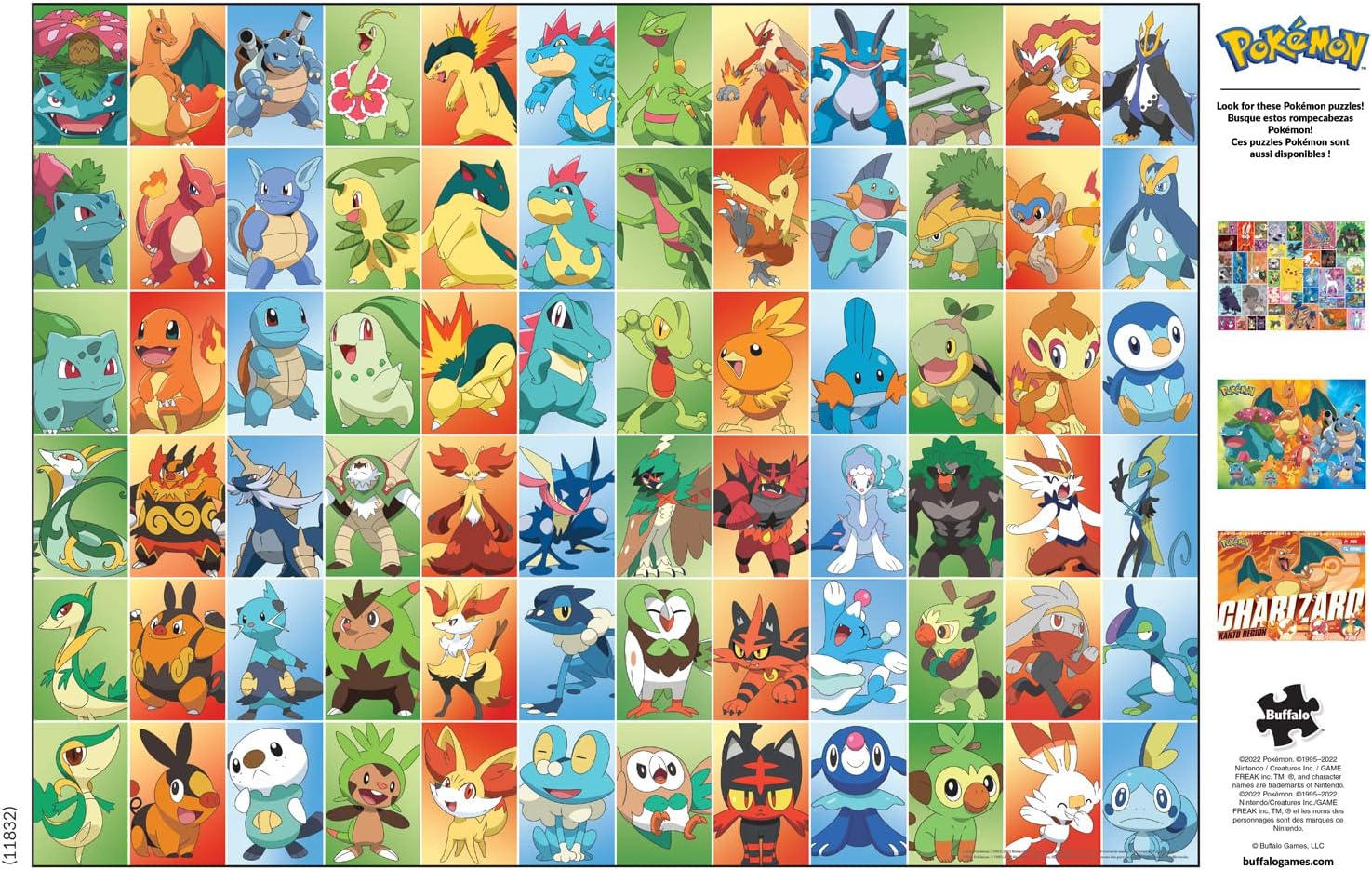 Buffalo Games - Pokémon - First Partners Squares - 1000 Piece Jigsaw Puzzle for Adults Challenging Puzzle Perfect for Game Nights - Finished Puzzle Size is 26.75 x 19.75