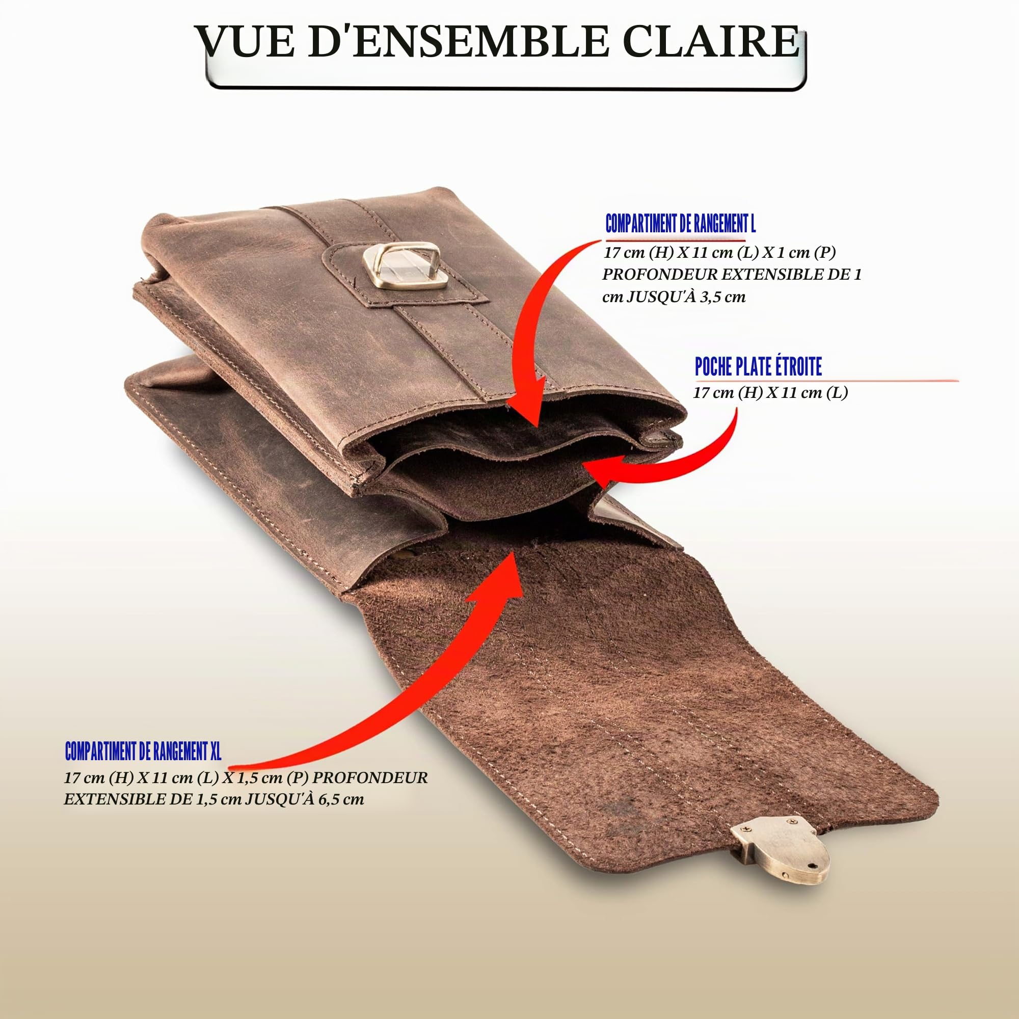 MATADOR Malaga XL - Sac banane en cuir pour homme - Spacieux avec double compartiment - Élégant pour smartphone jusqu'à 7,5" - Marron foncé, xl