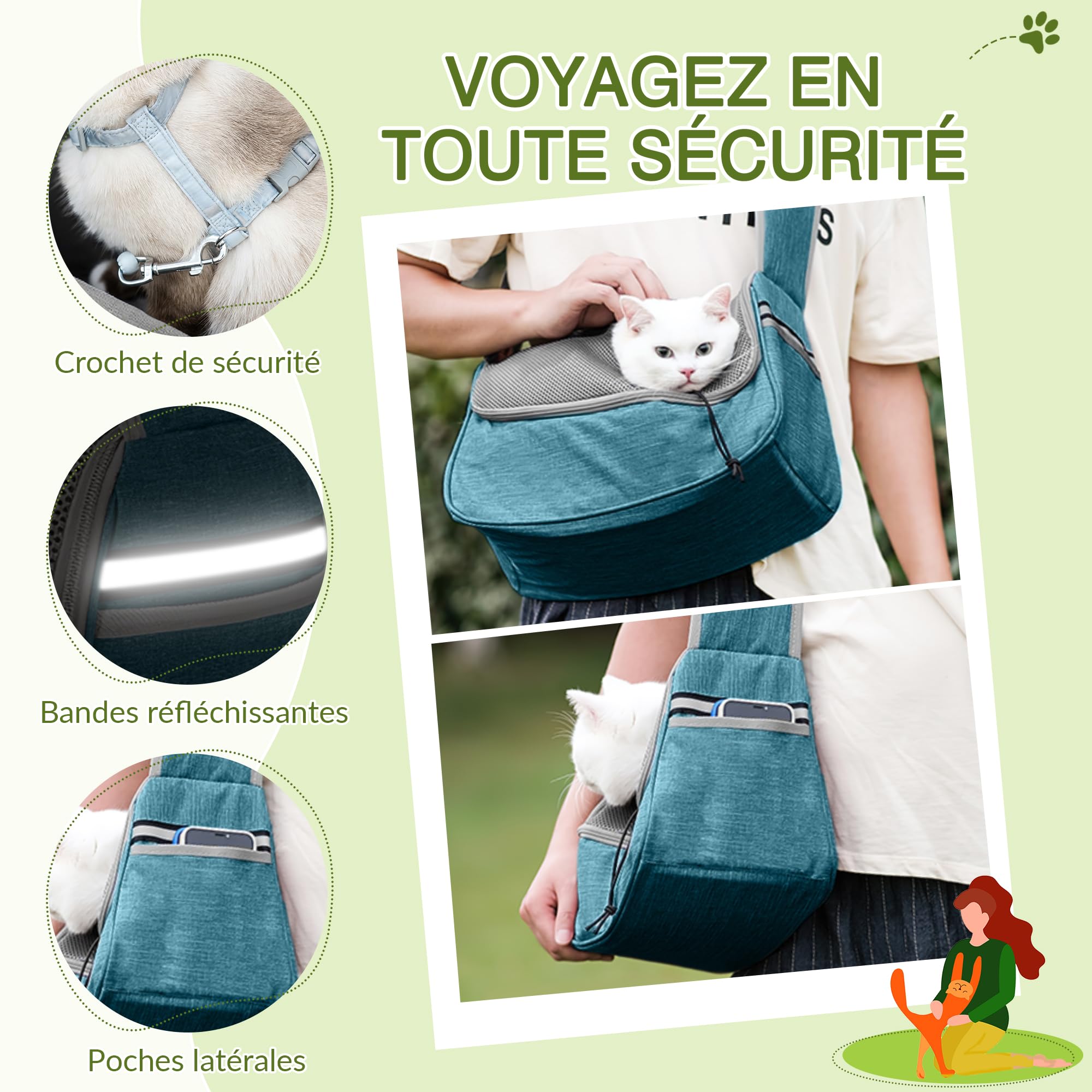 ALLSOPETS Porte Chien Sac de Transport Respirant pour Petits Chiens et Chats, Sac de Voyage Chat avec Bandoulière Ajustable et Poche Latérale pour Voyage et Camping (Bleu Ciel)