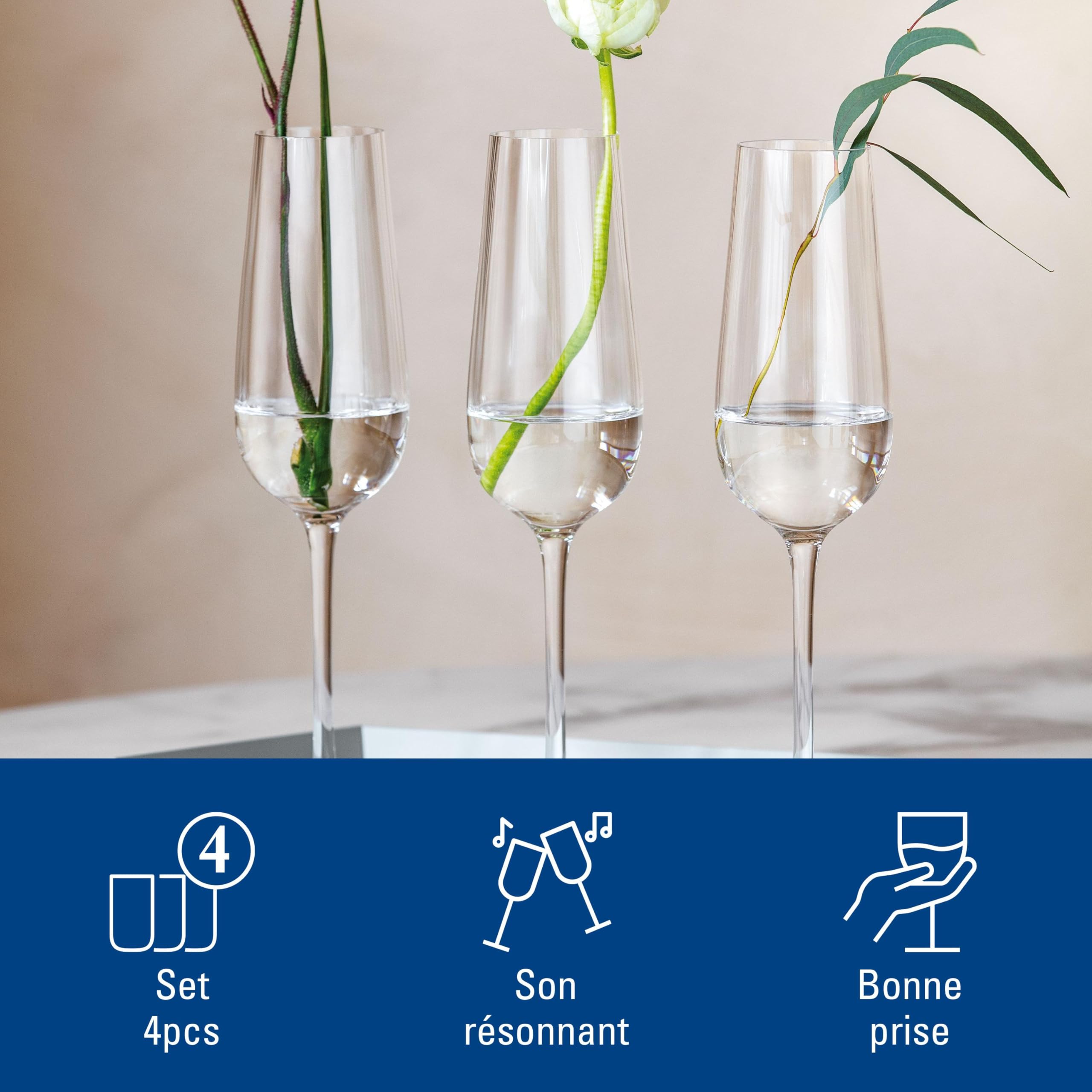 Villeroy & Boch - Rose Garden flûte à champagne, ensemble de 4 pièces, 120 ml, cristallin